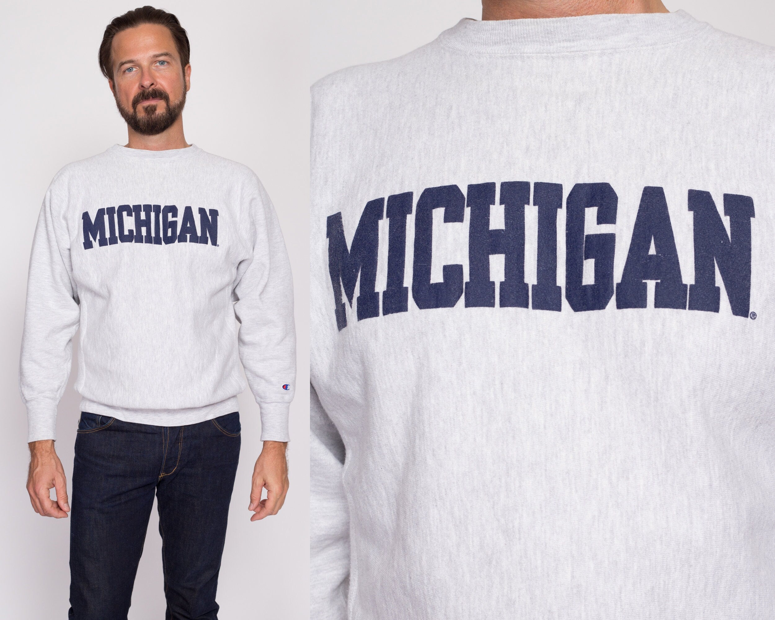 90s University Of Michigan Champion Reverse Weave Sweatshirt - Men's Medium