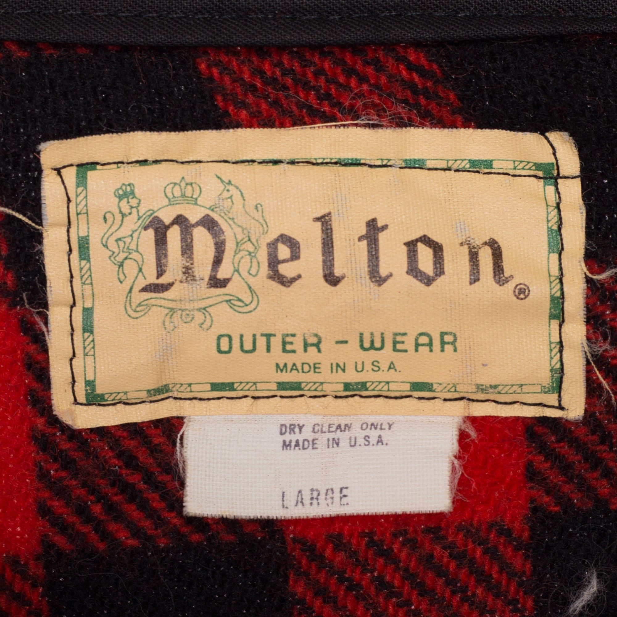 70s Melton Buffalo Plaid Wool Shirt Jacket - Men's Medium, Women's Large