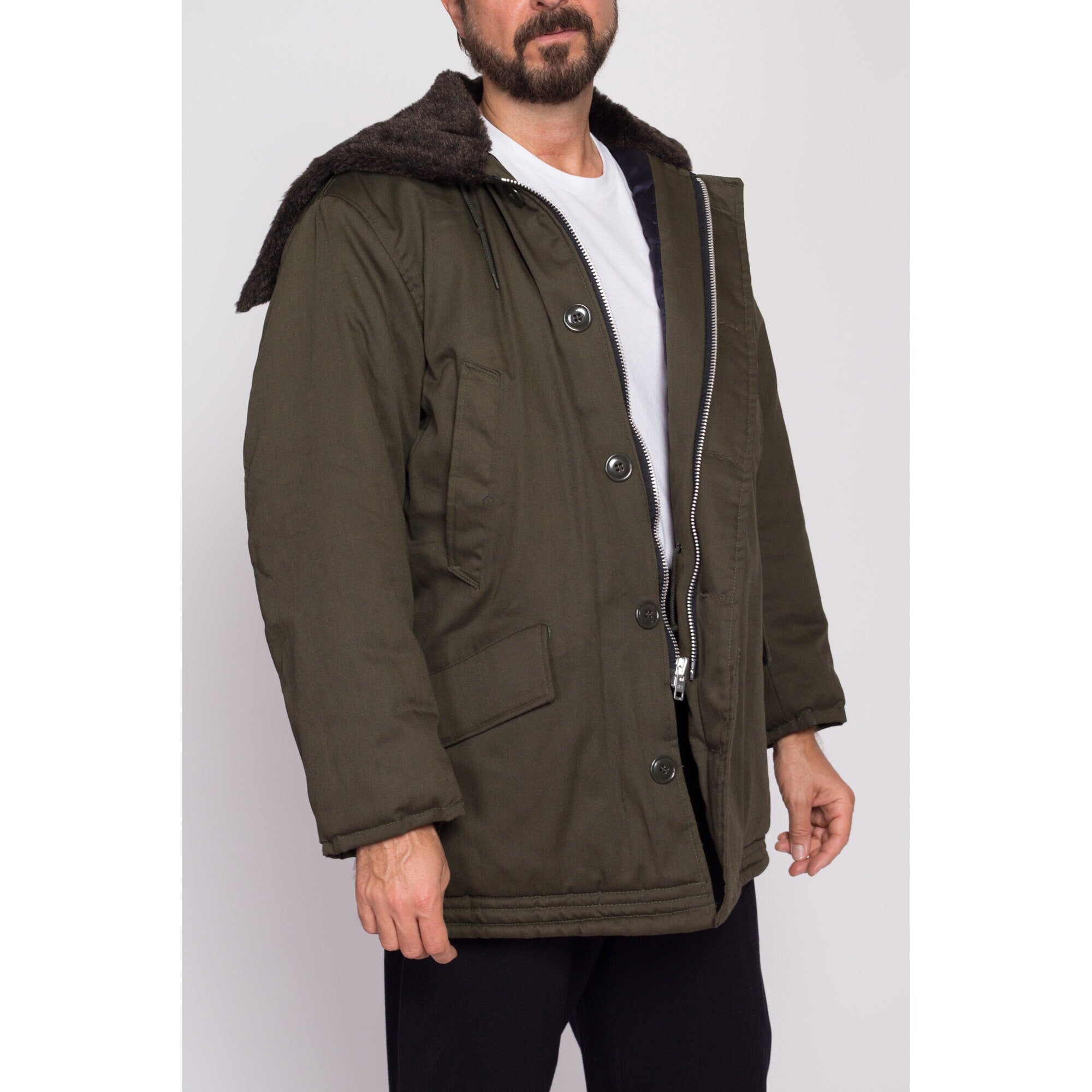 Split cheap hood parka