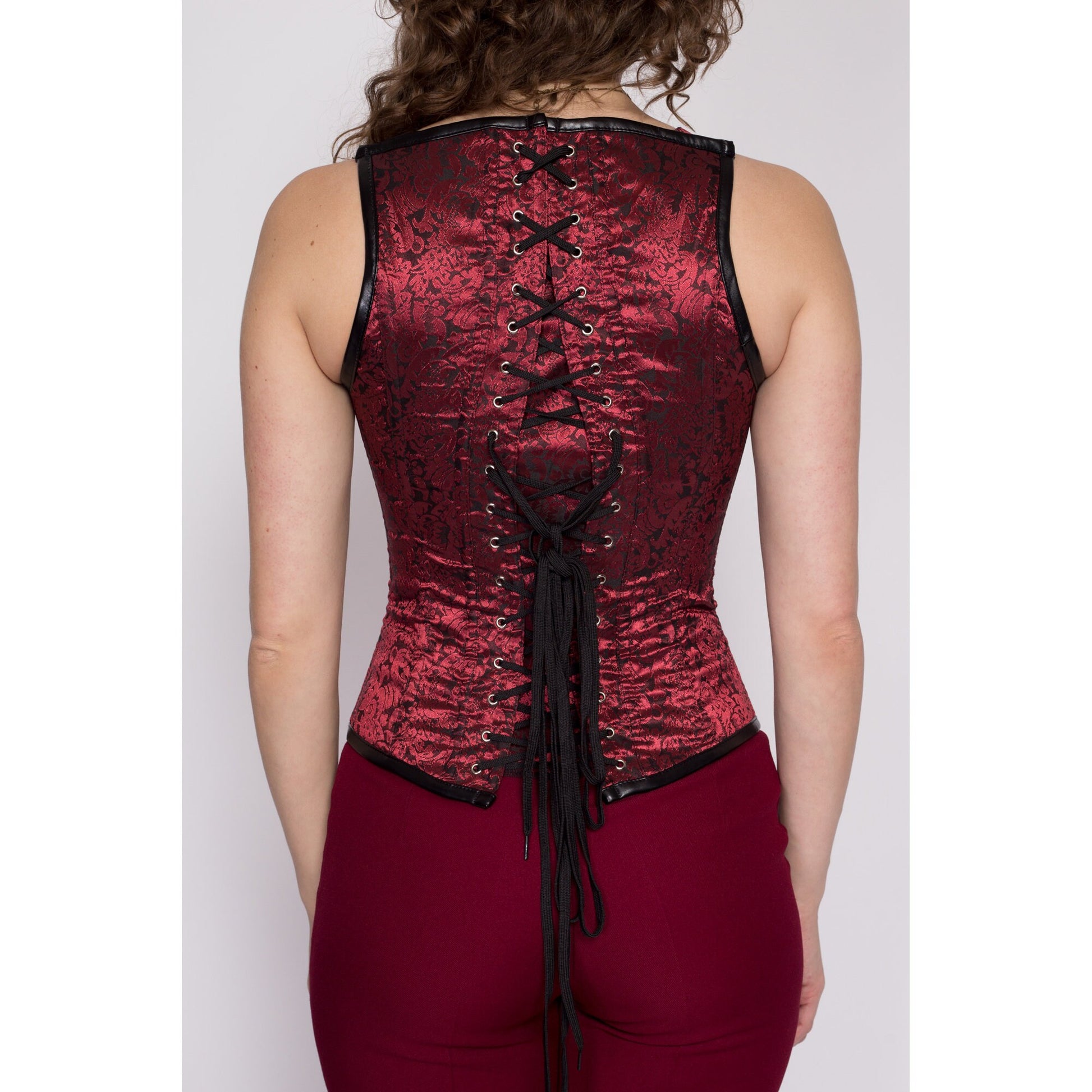 Vintage 80s Red Mesh Lace Corset - Imber Vintage