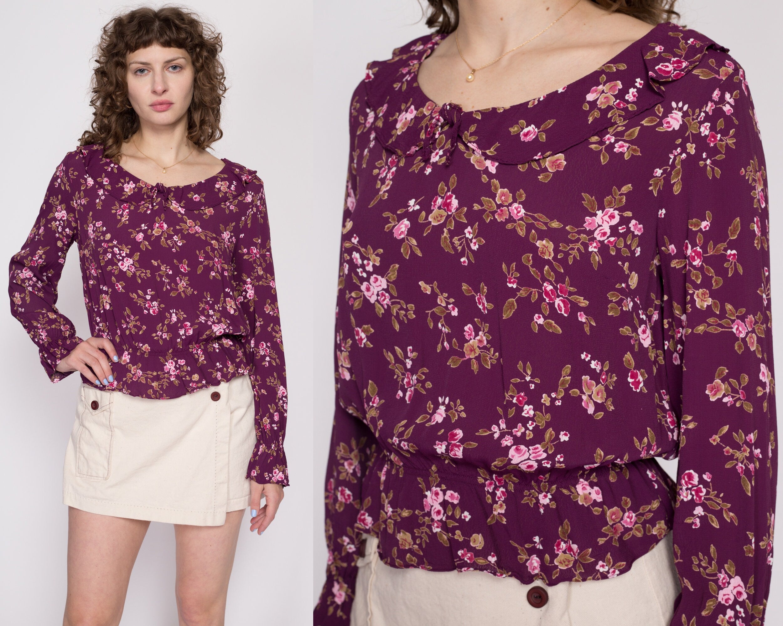 BELLA AMORE Floral Rhinestone Flowy Blouse outlet Womens Silk Dreamcatcher Blouse Top