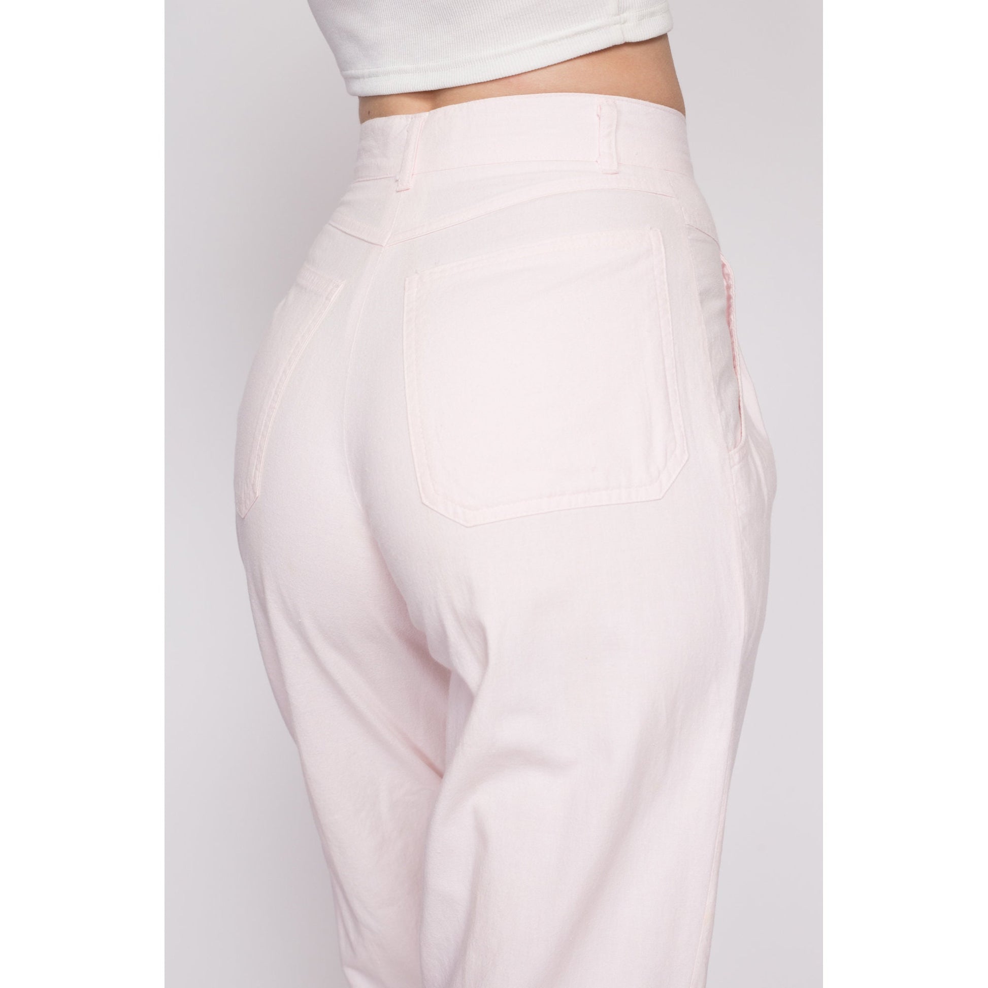 XS 80s Pastel Pink High Waisted Pants 23