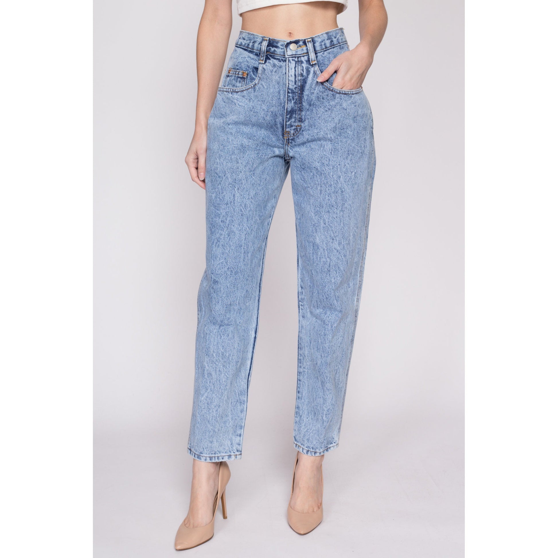 Vintage 80s Streetwear Womens sz 9 Acid Wash Denim Mom Jeans new High waist