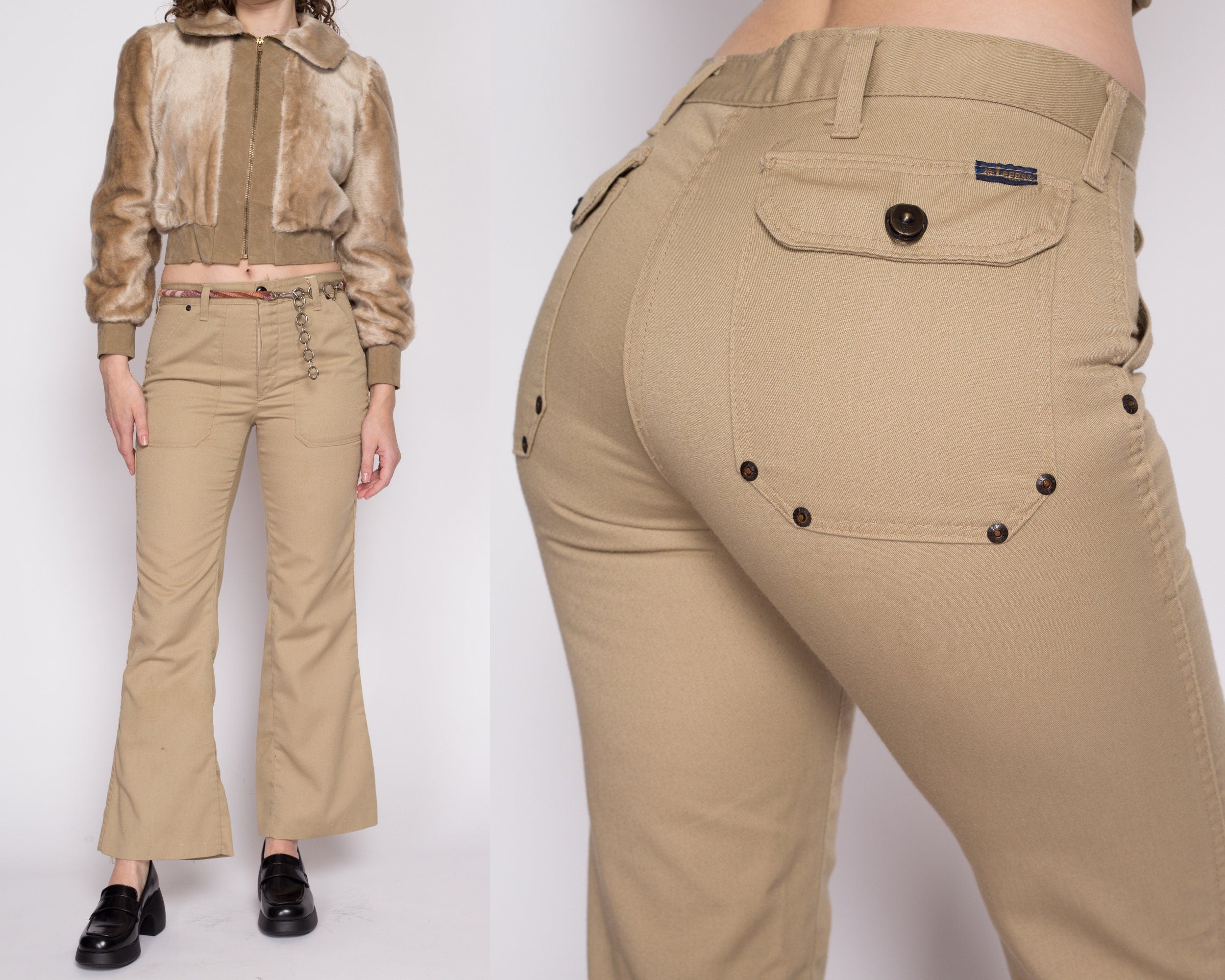 High Waist Brown Ripple Flare Trouser | Zoven – motelrocks.com