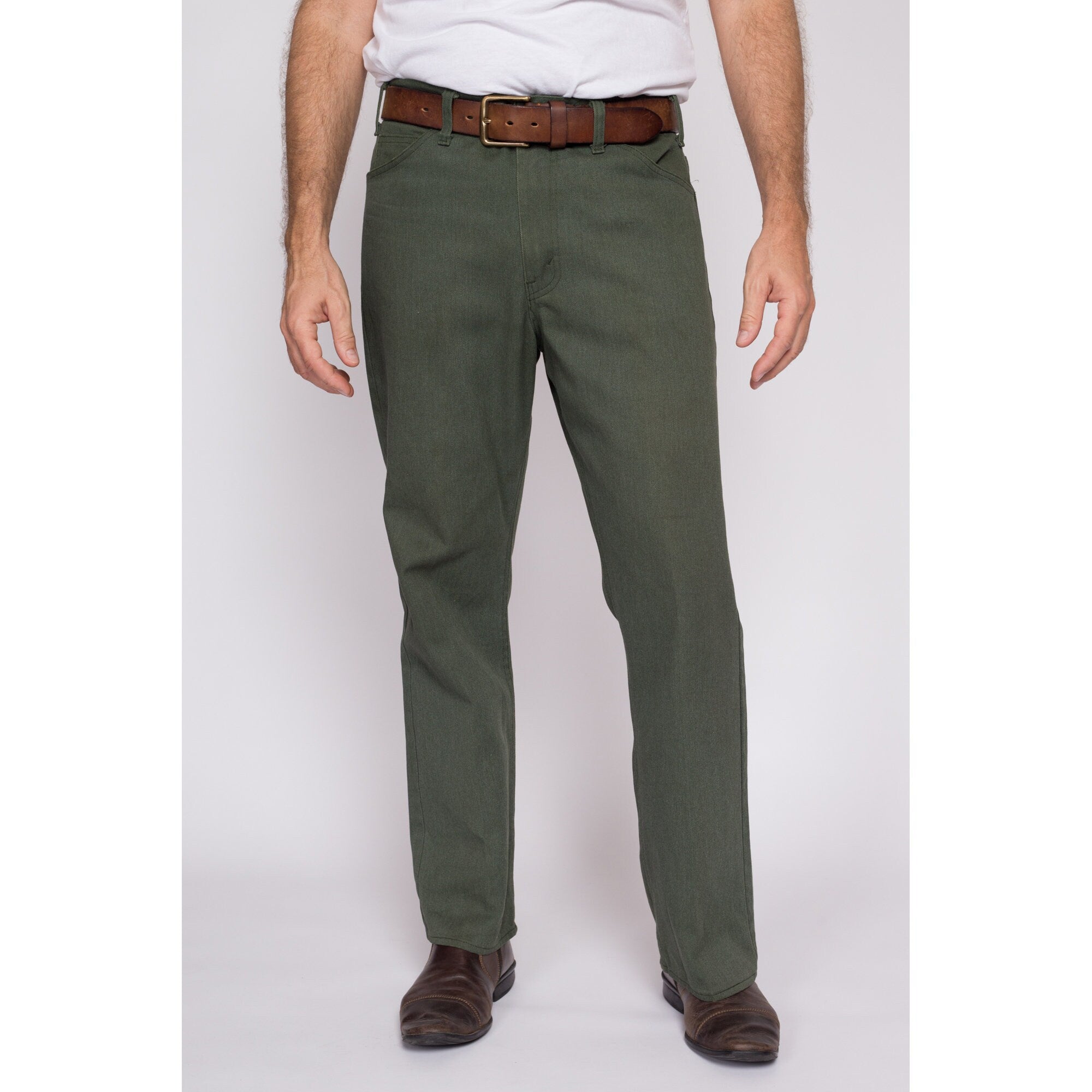 Relaxed Fit Twill pull-on trousers - Khaki green - Men | H&M