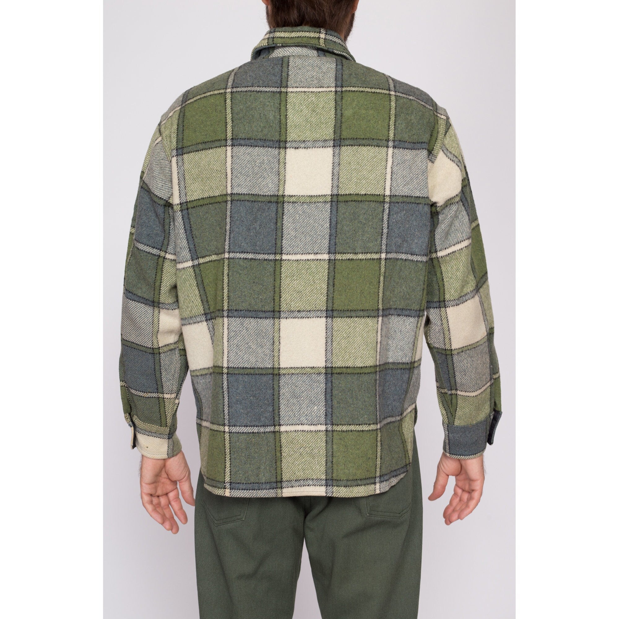 Large 70s Green Plaid Wool Shirt – Flying Apple Vintage