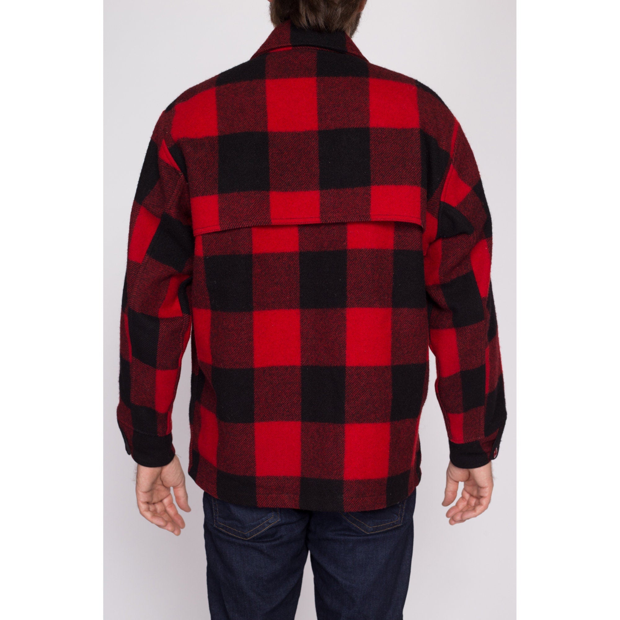 Large 70s Woolrich Buffalo Plaid Jacket Size 44