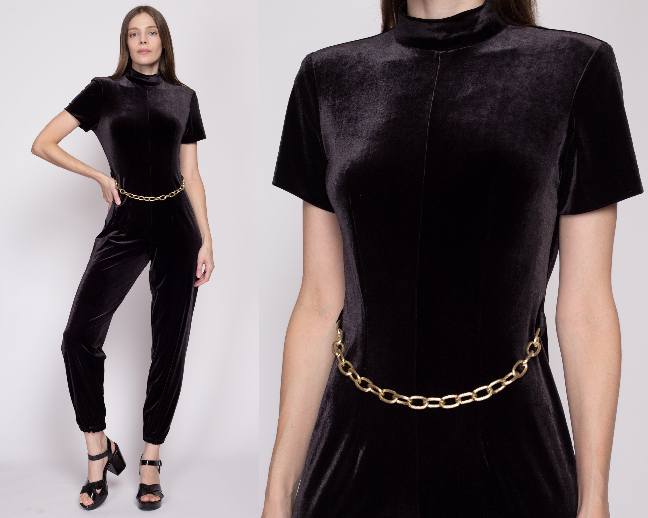 Jumpsuit with gold belt online