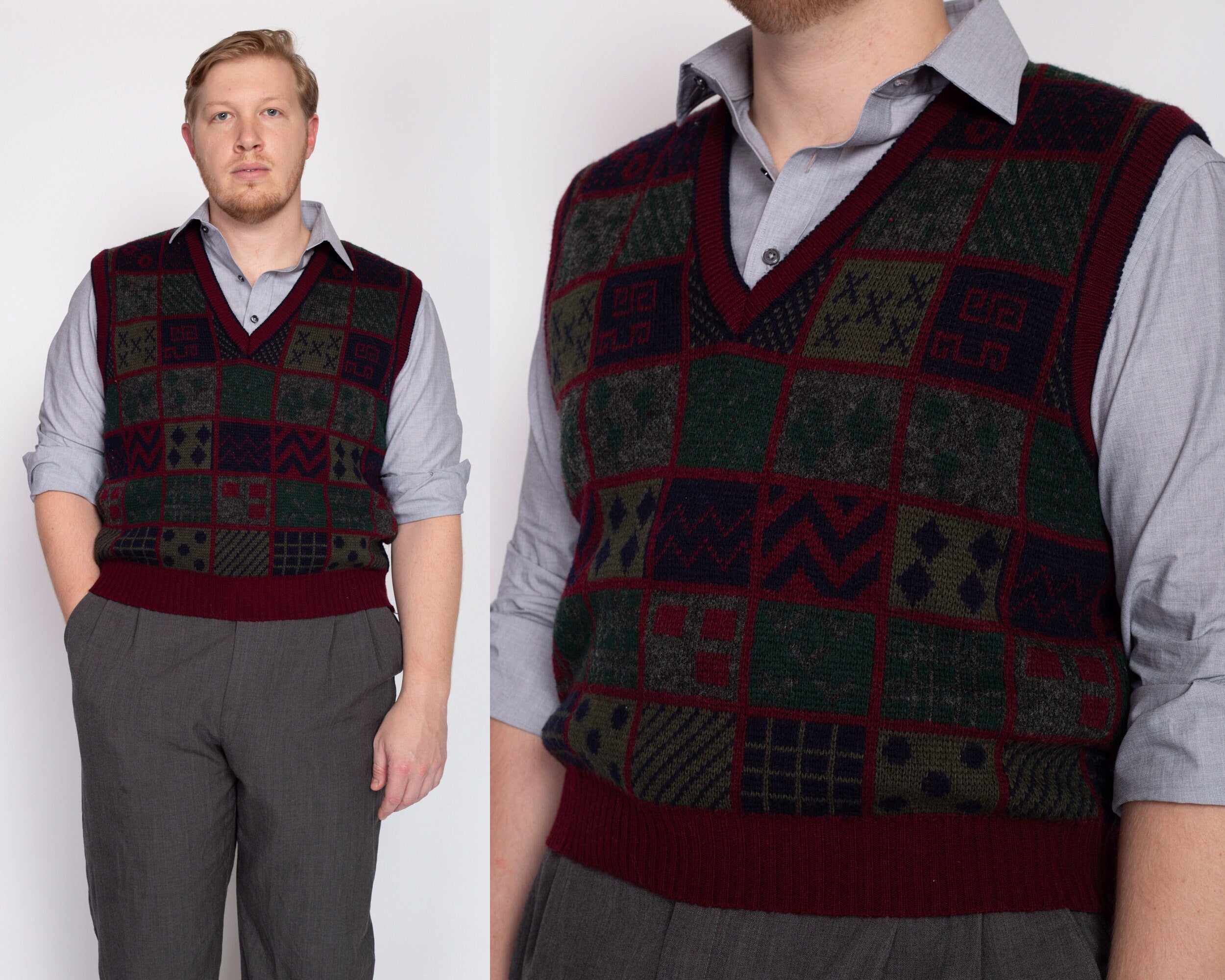 XL 80s Wool Knit Sweater Vest