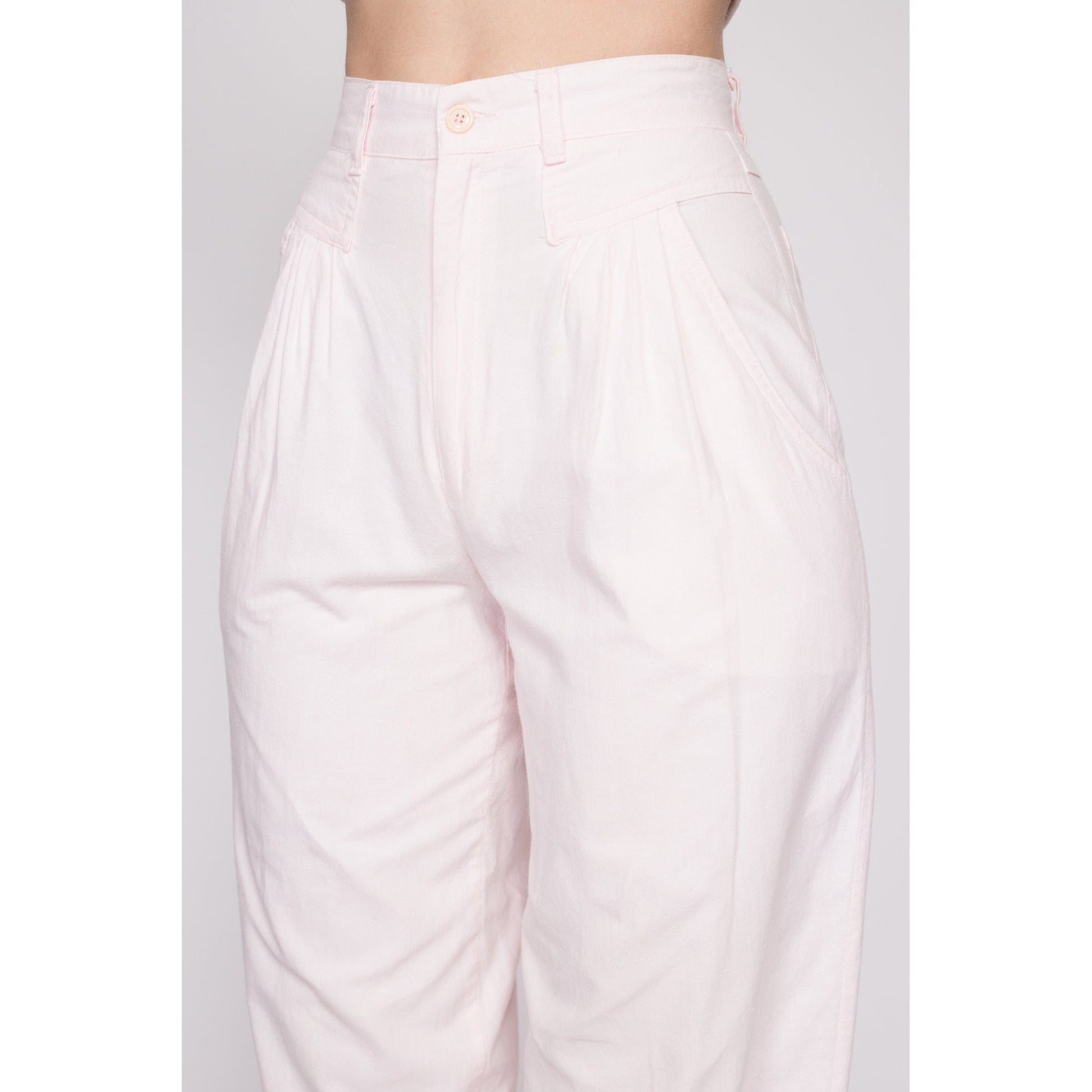 XS 80s Pastel Pink High Waisted Pants 23 – Flying Apple Vintage