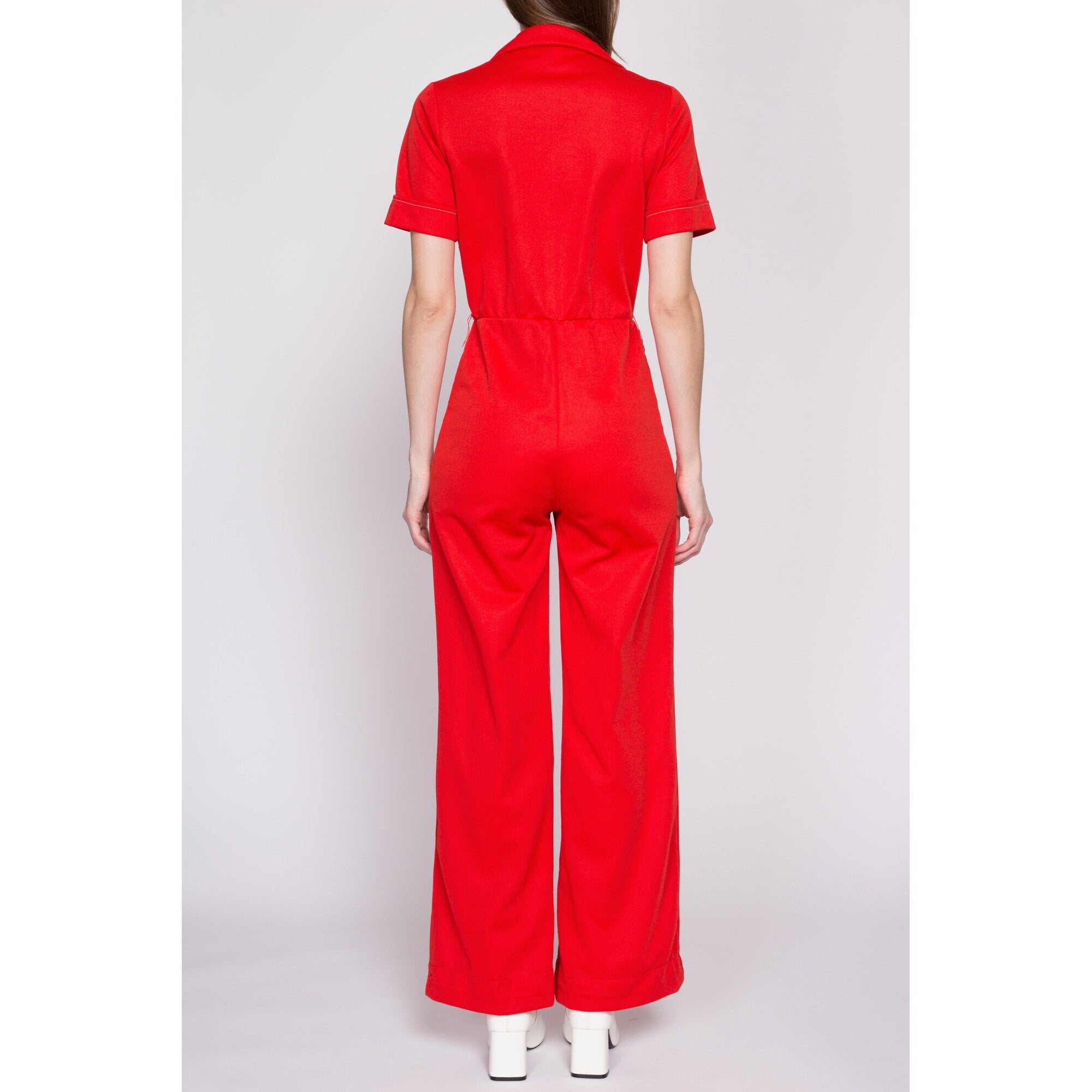 Small 70s Mod Red Jumpsuit – Flying Apple Vintage