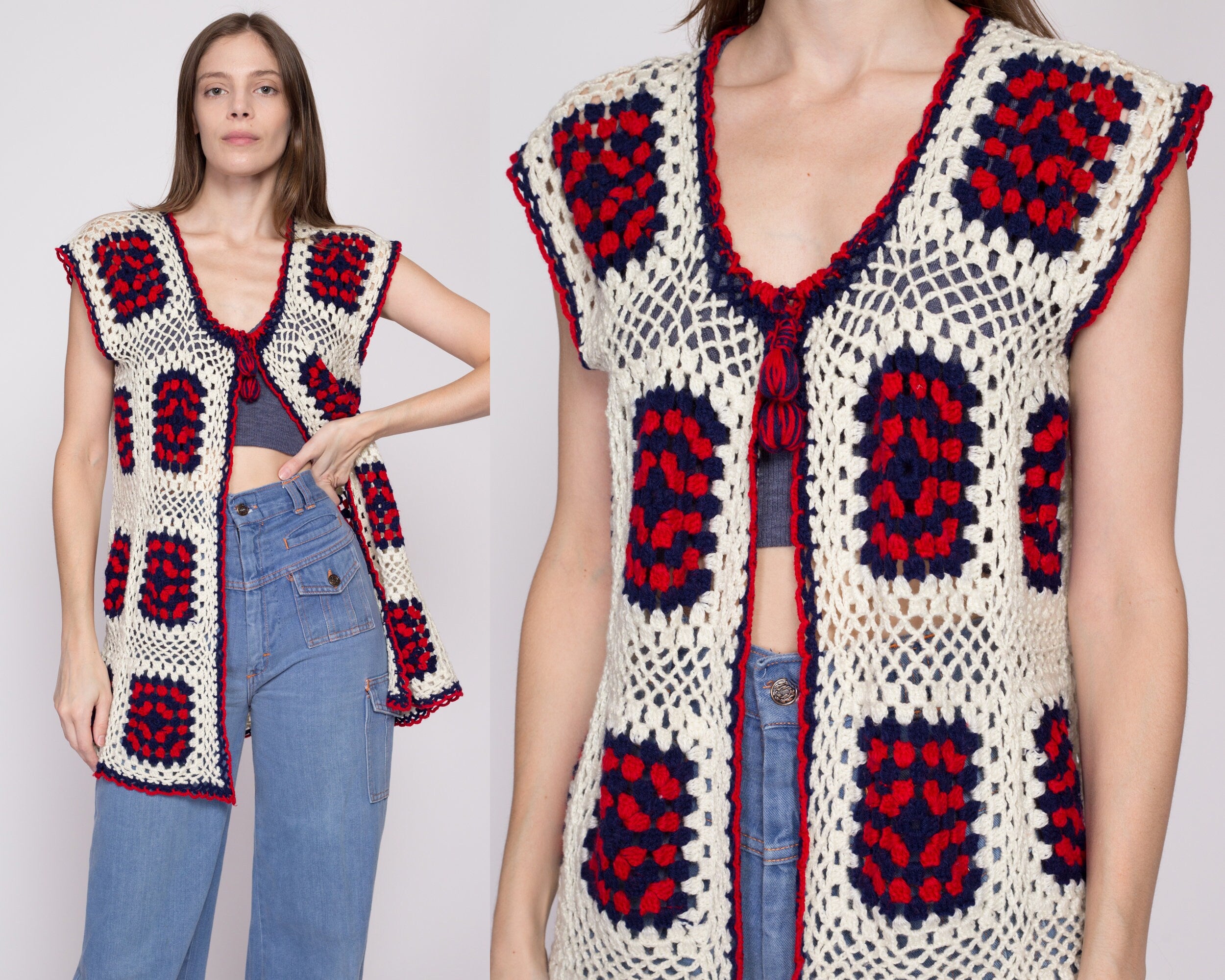 Crochet deals vest 70s