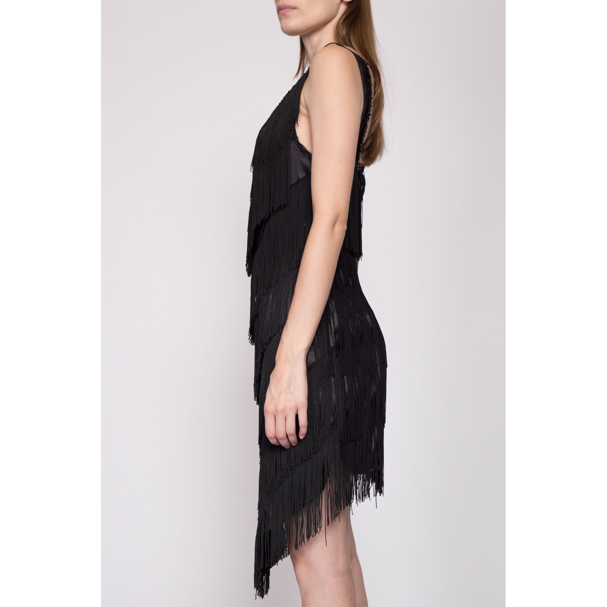 Vintage Anthony Richards Flapper high quality Style Full Fringe Dress with Sequin detail collar