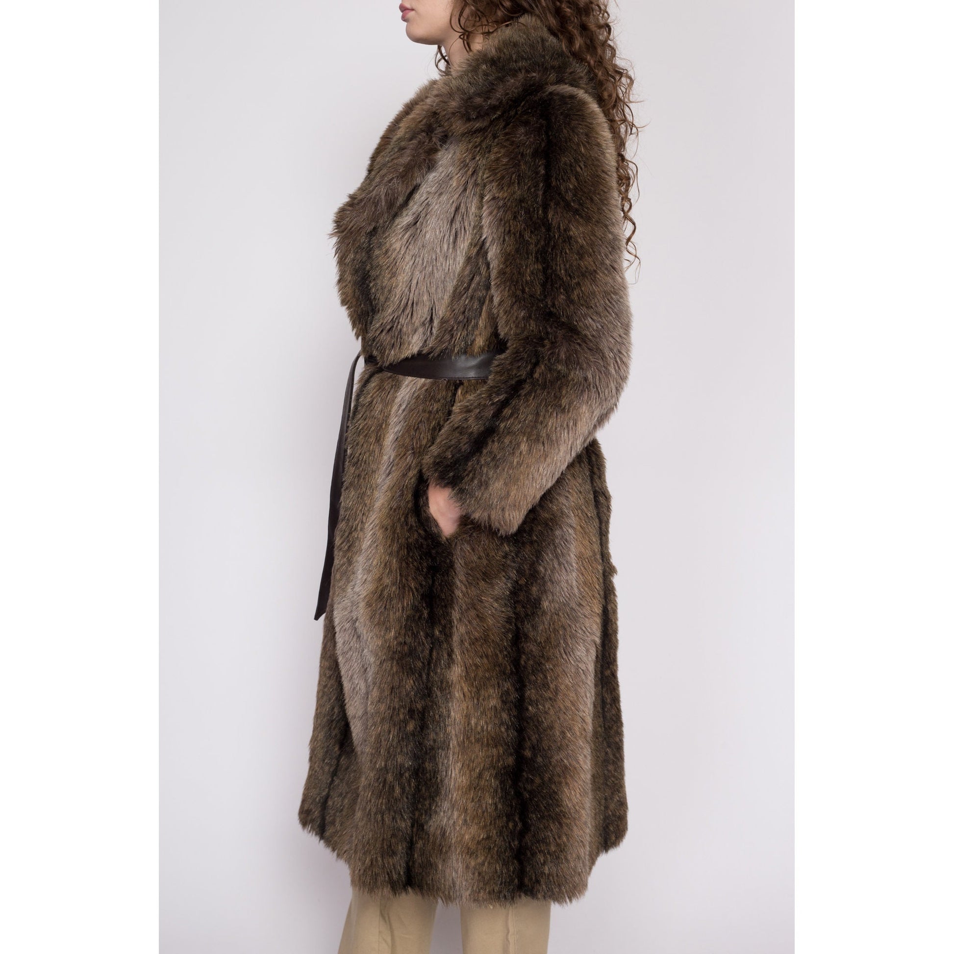 FAZ Belted faux fur coat