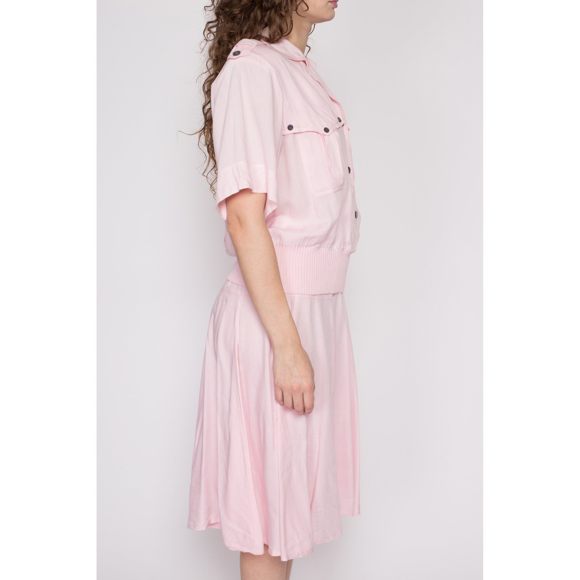 Pink midi 2024 skirt 80s