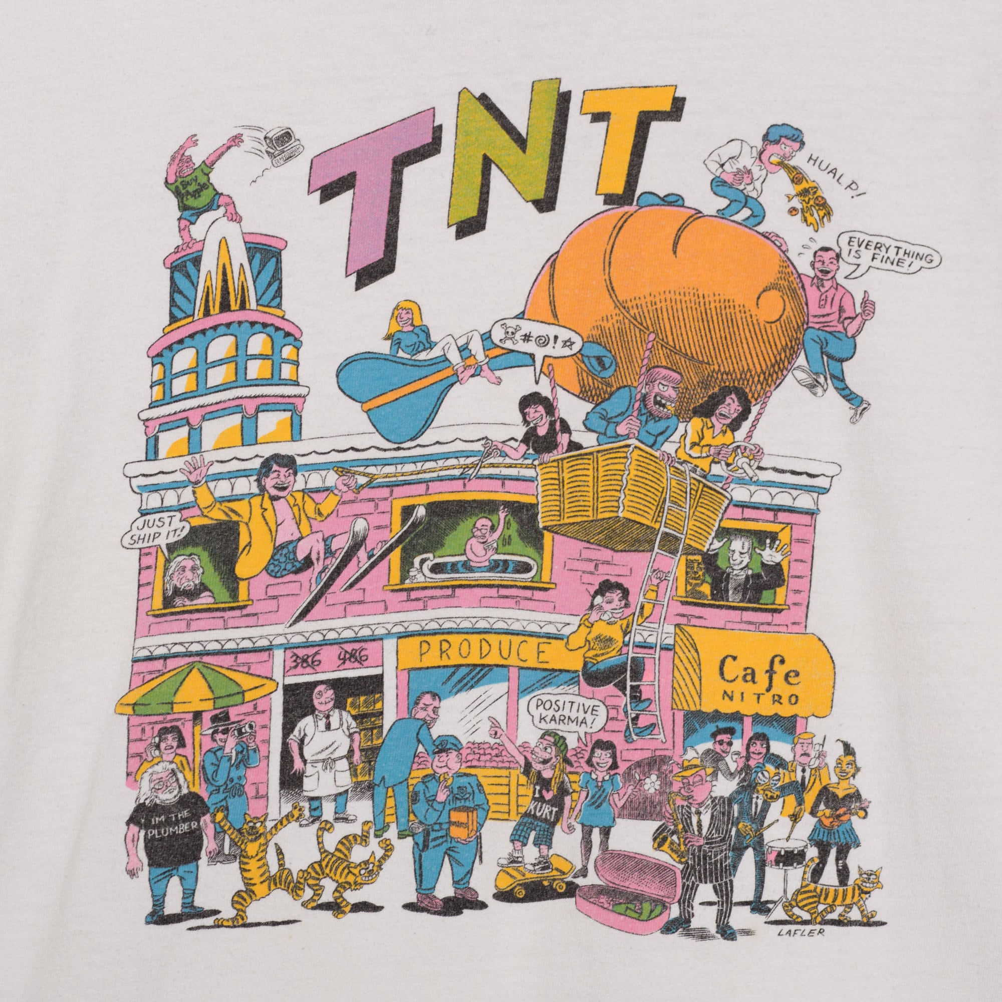Large 90s TNT City Scene Comic Graphic Tee