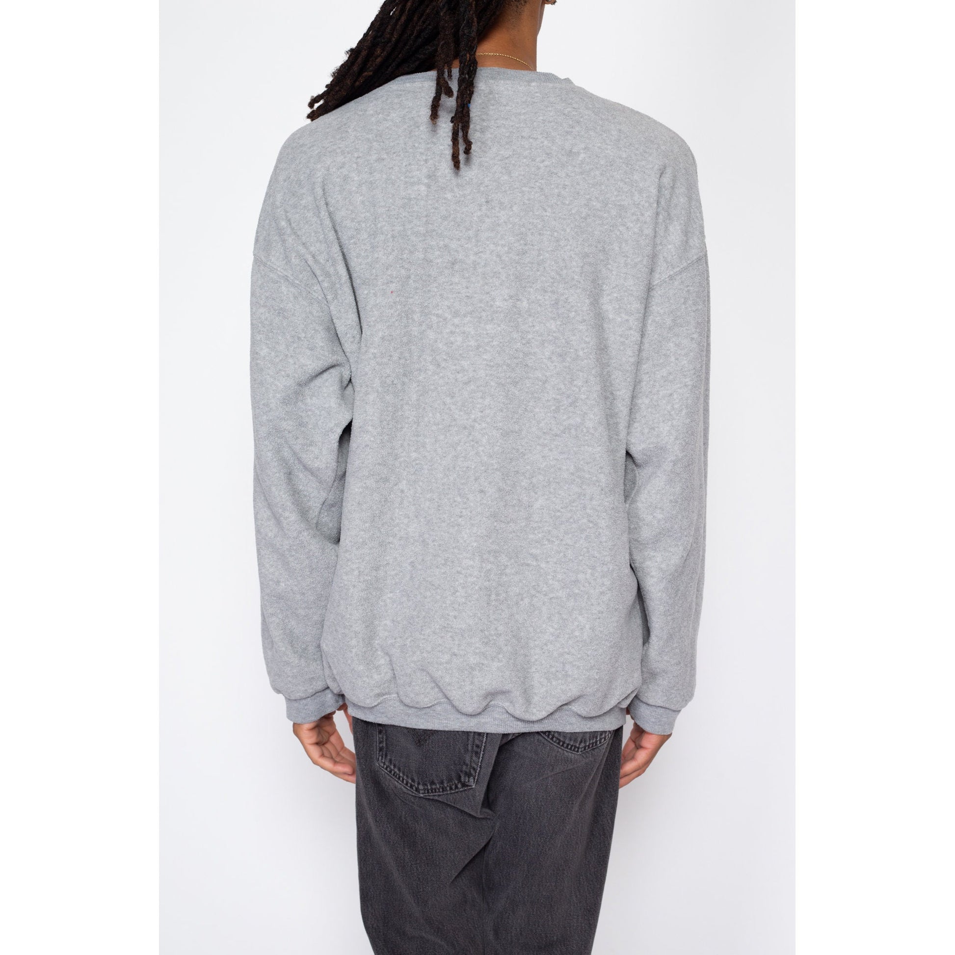 Grey Patterned Fleece Vintage Fleece Sweatshirt Gray Patterned