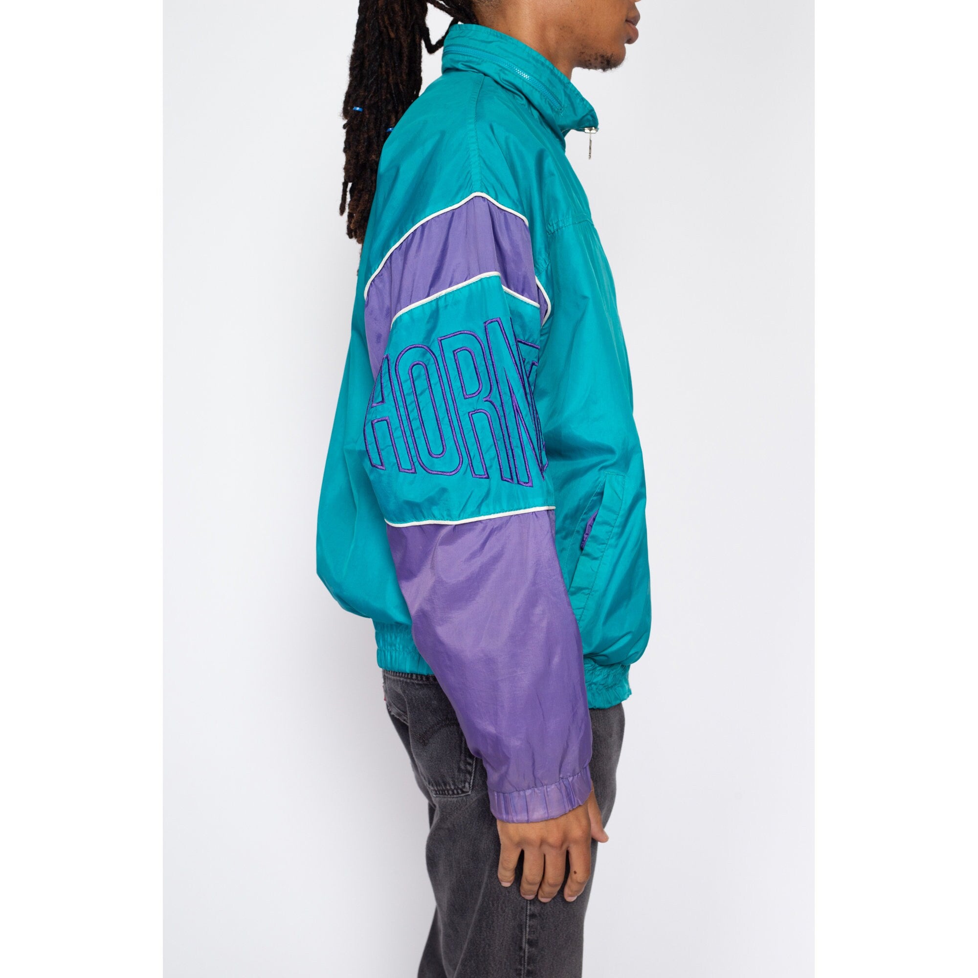 90s purple and teal windbreaker sale