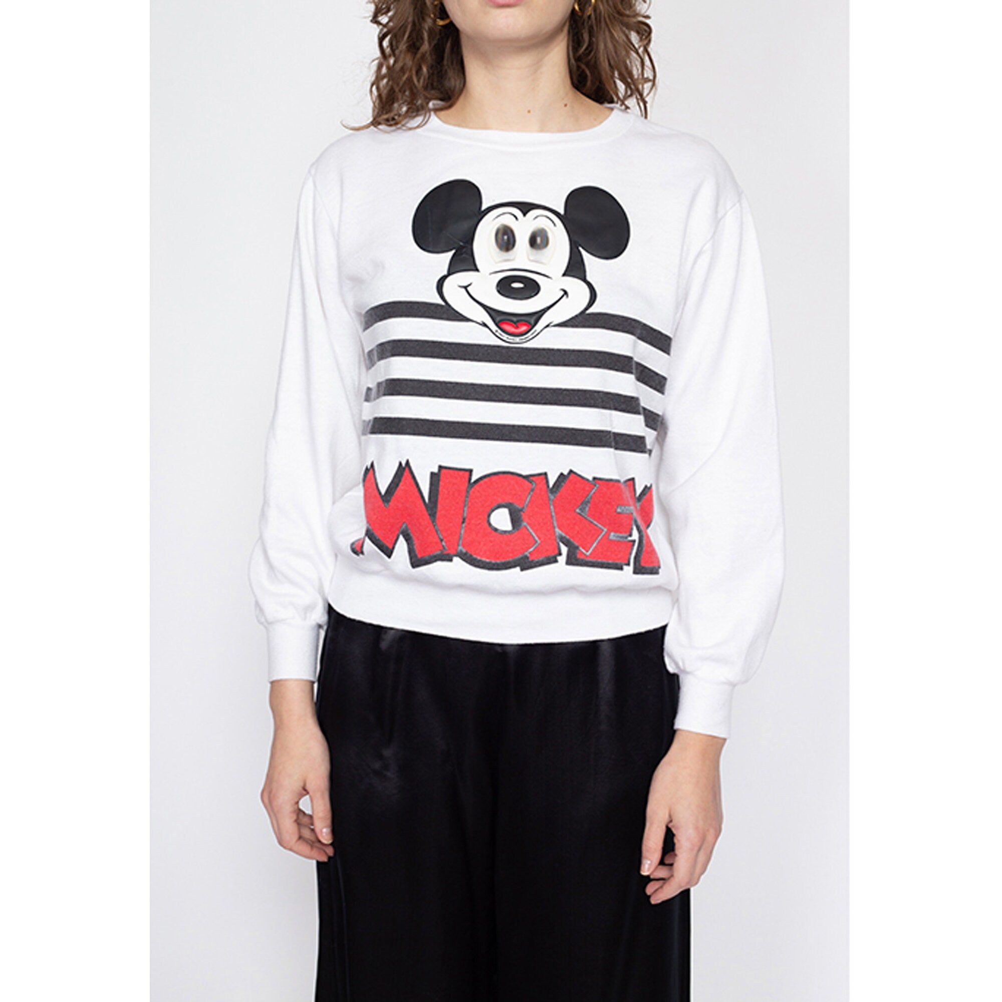 Medium 90s Mickey Mouse 3D Holographic Eyes Sweatshirt
