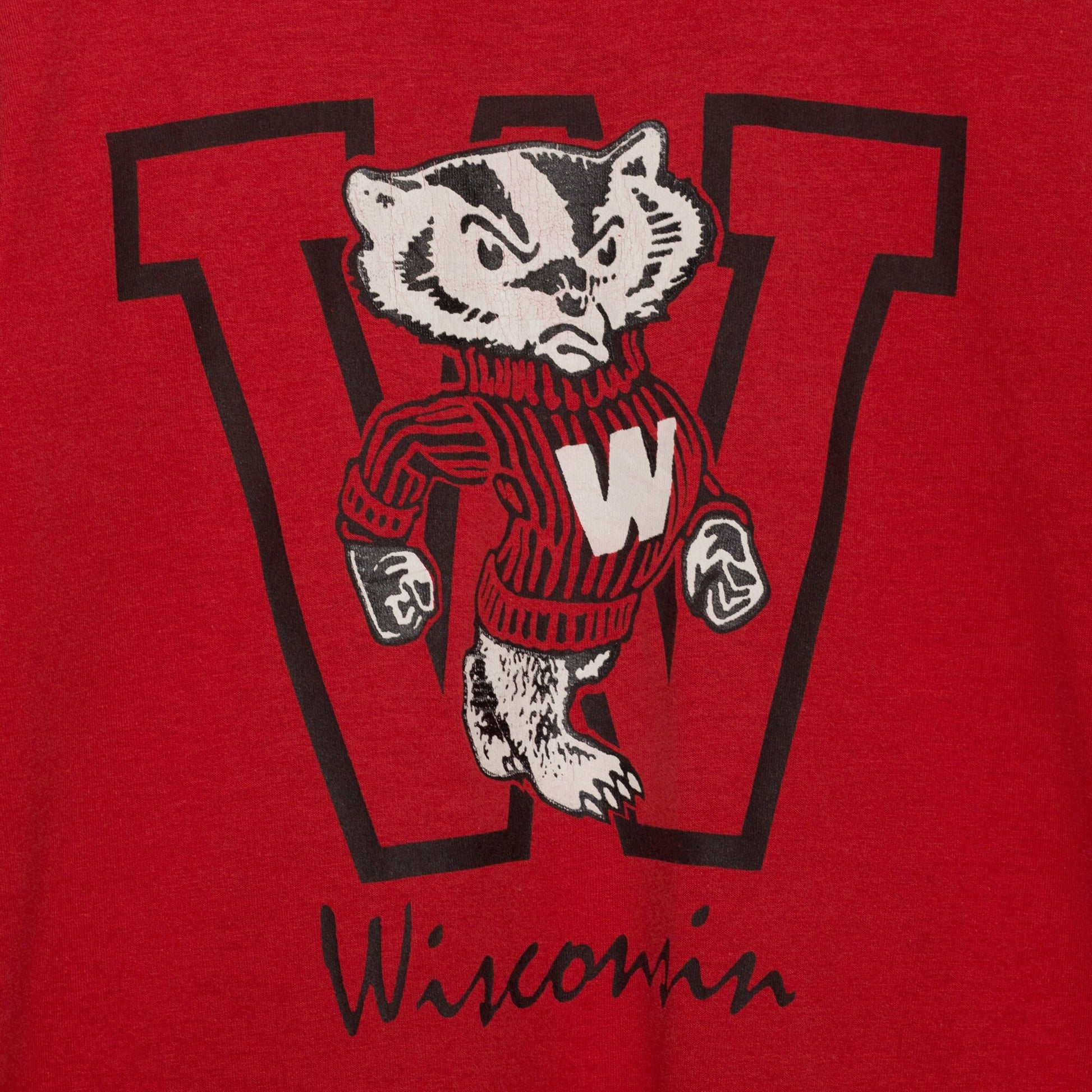 Sm-Med 90s University Of Wisconsin Bucky Badger T Shirt Unisex | Vintage Red Collegiate Mascot Graphic Tee