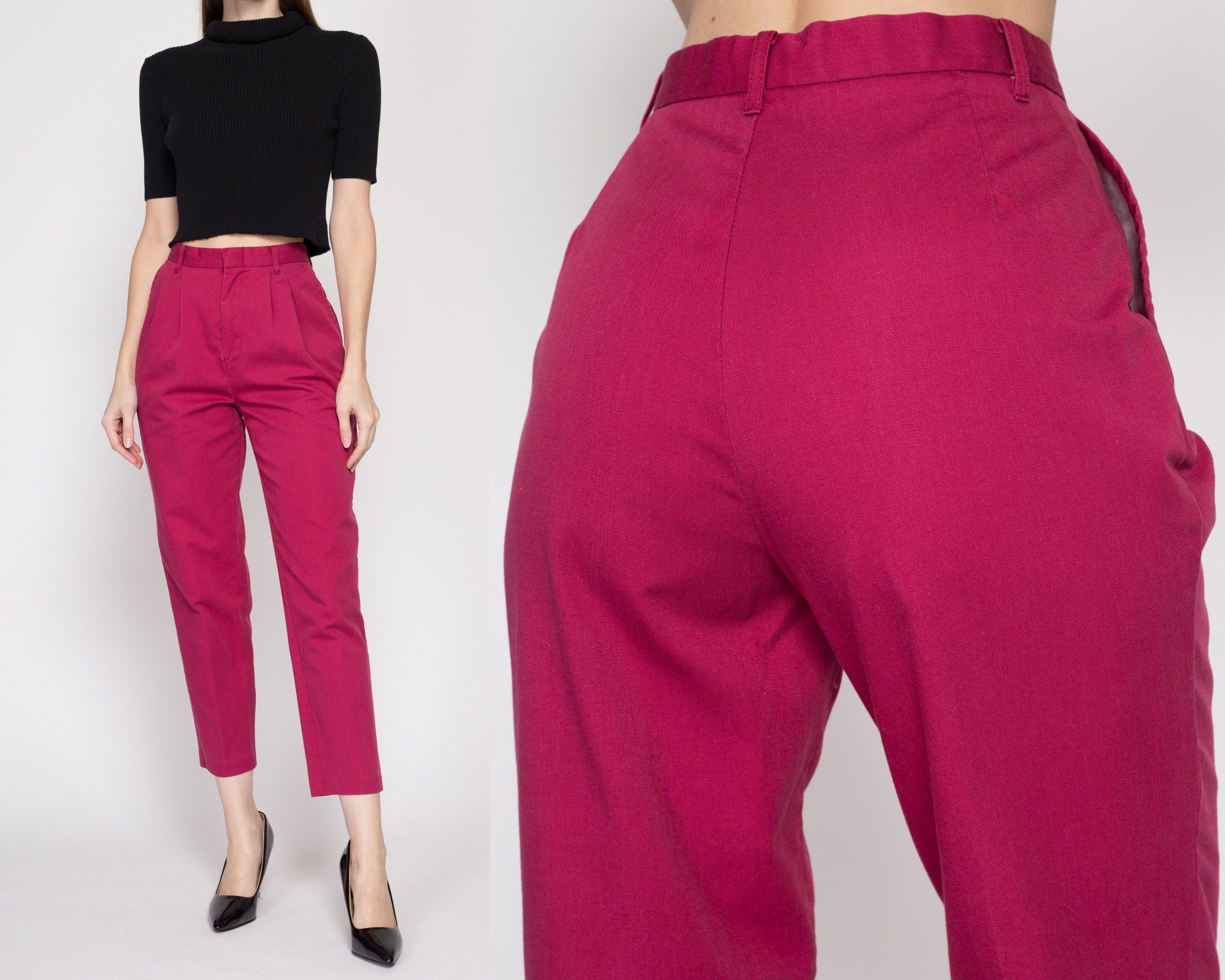 Hot Pink Women's Stretch Business Casual High Waisted Work Office Wide –  Lookbook Store