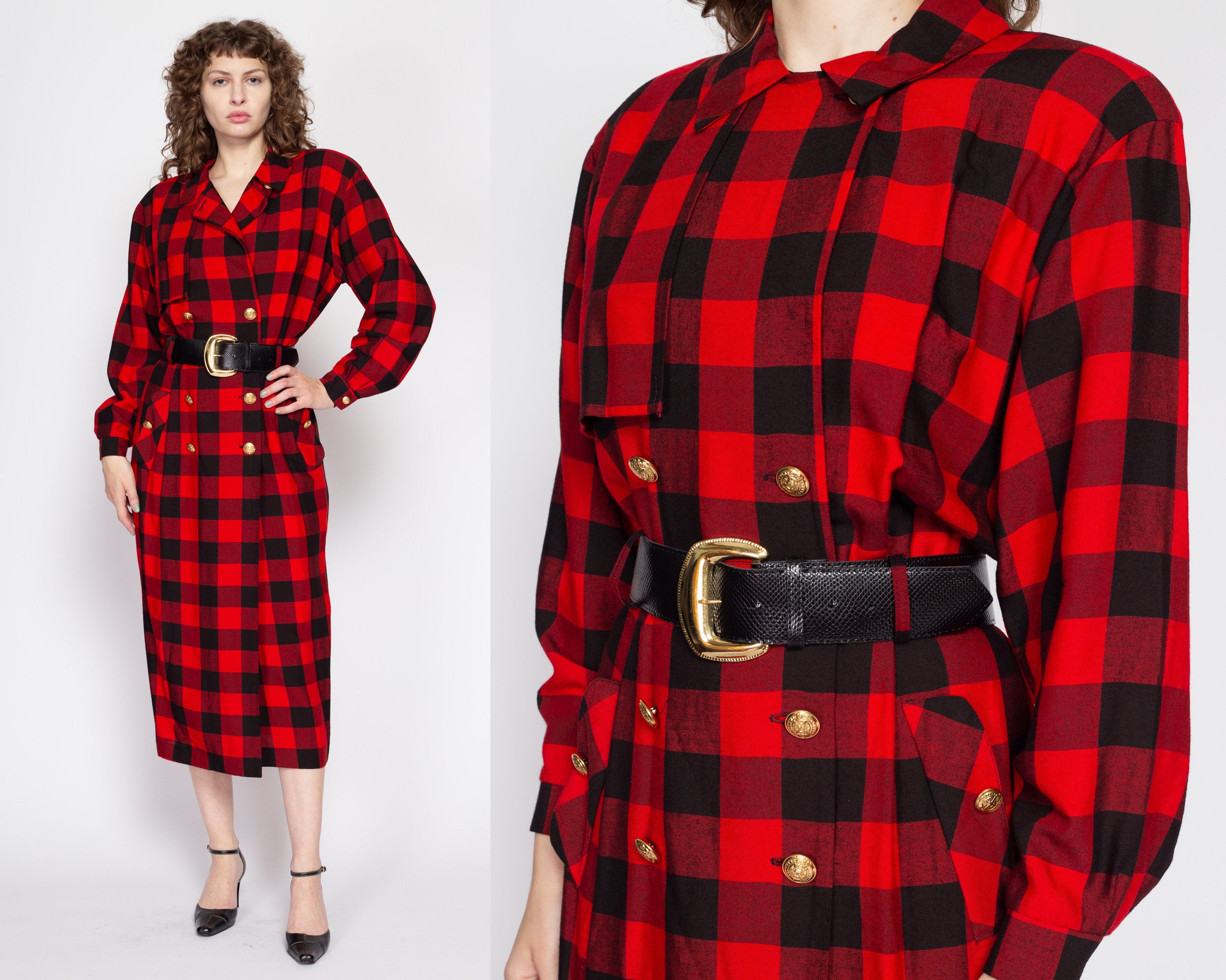 Red and black check 2025 dress