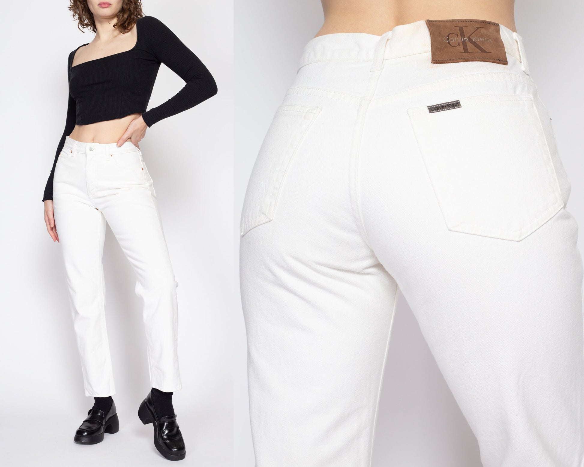 Small 90s Calvin Klein White Jeans
