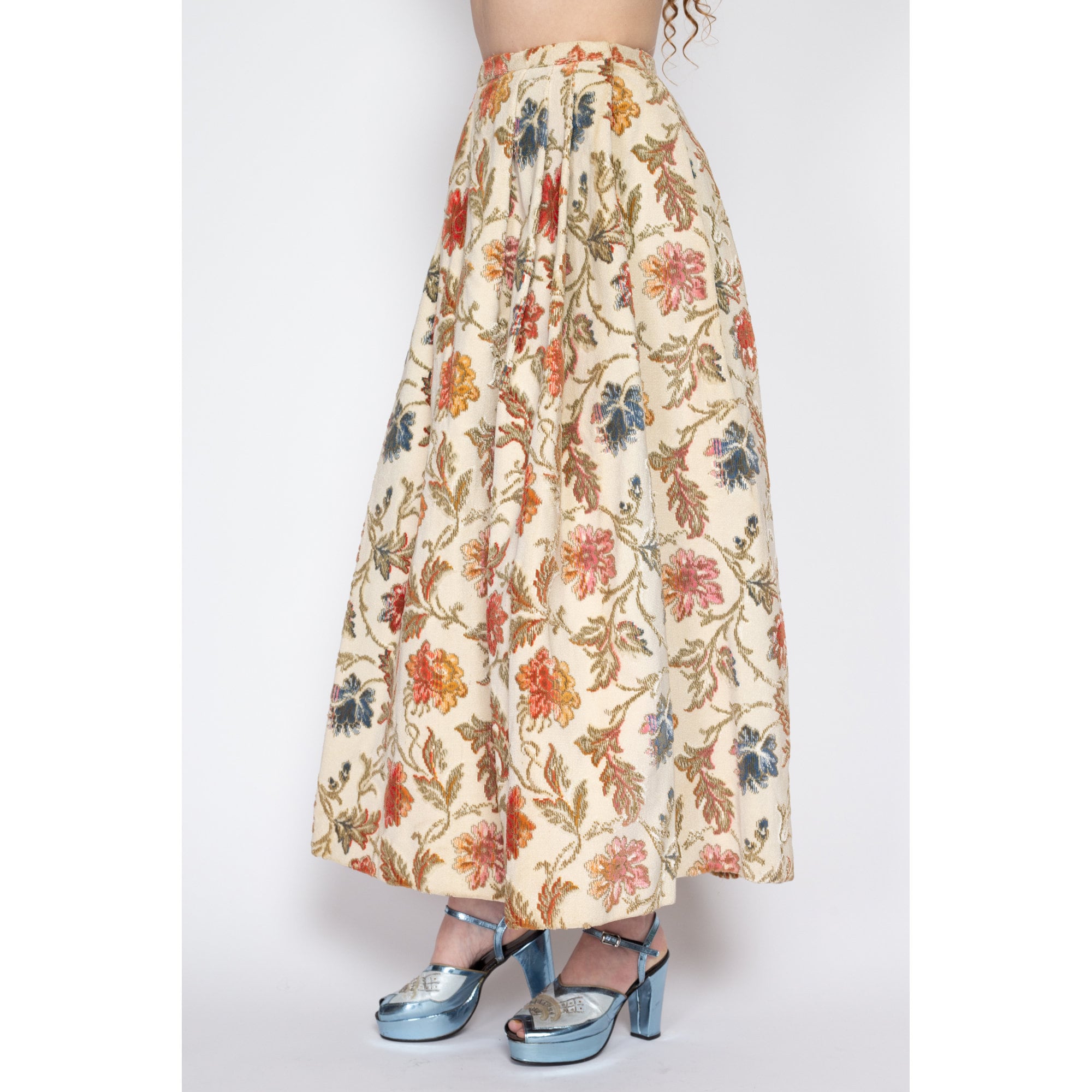 Small 60s Floral Tapestry Maxi Skirt NWT