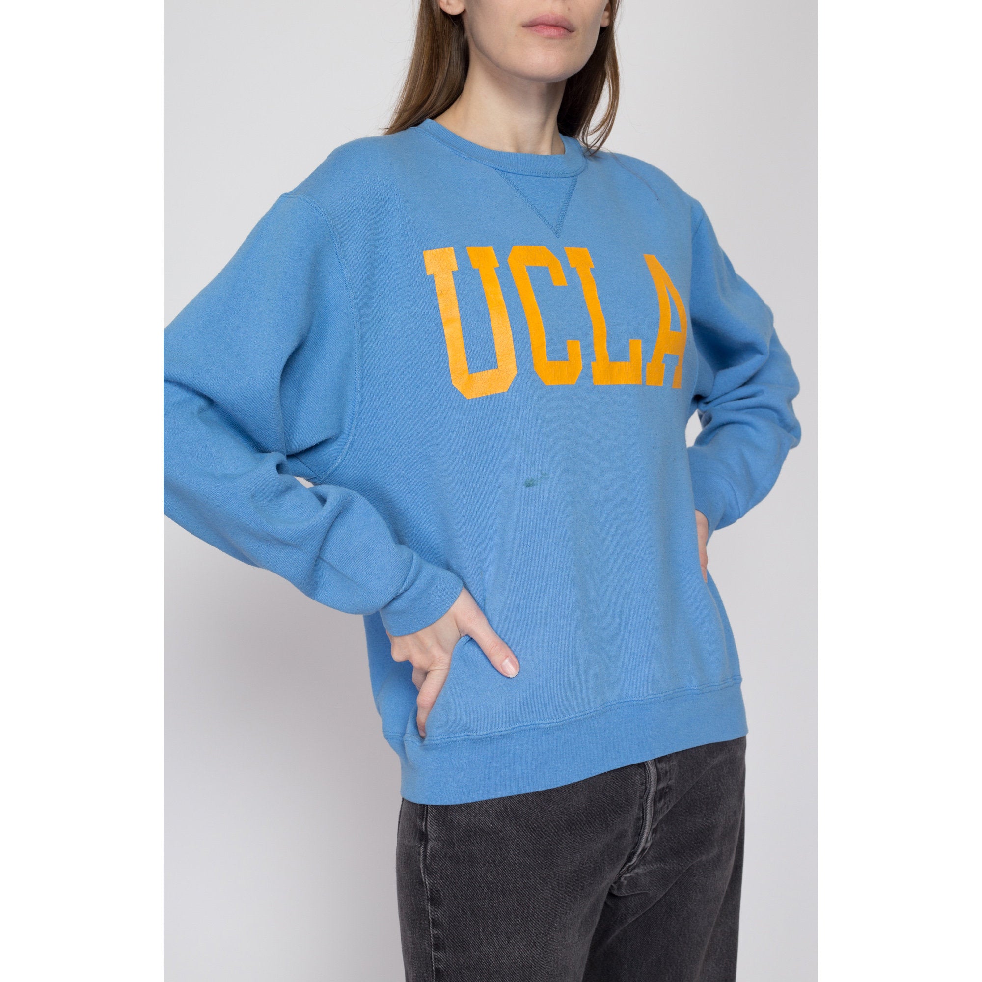 Large 90s UCLA Blue V Stitch Sweatshirt Flying Apple Vintage