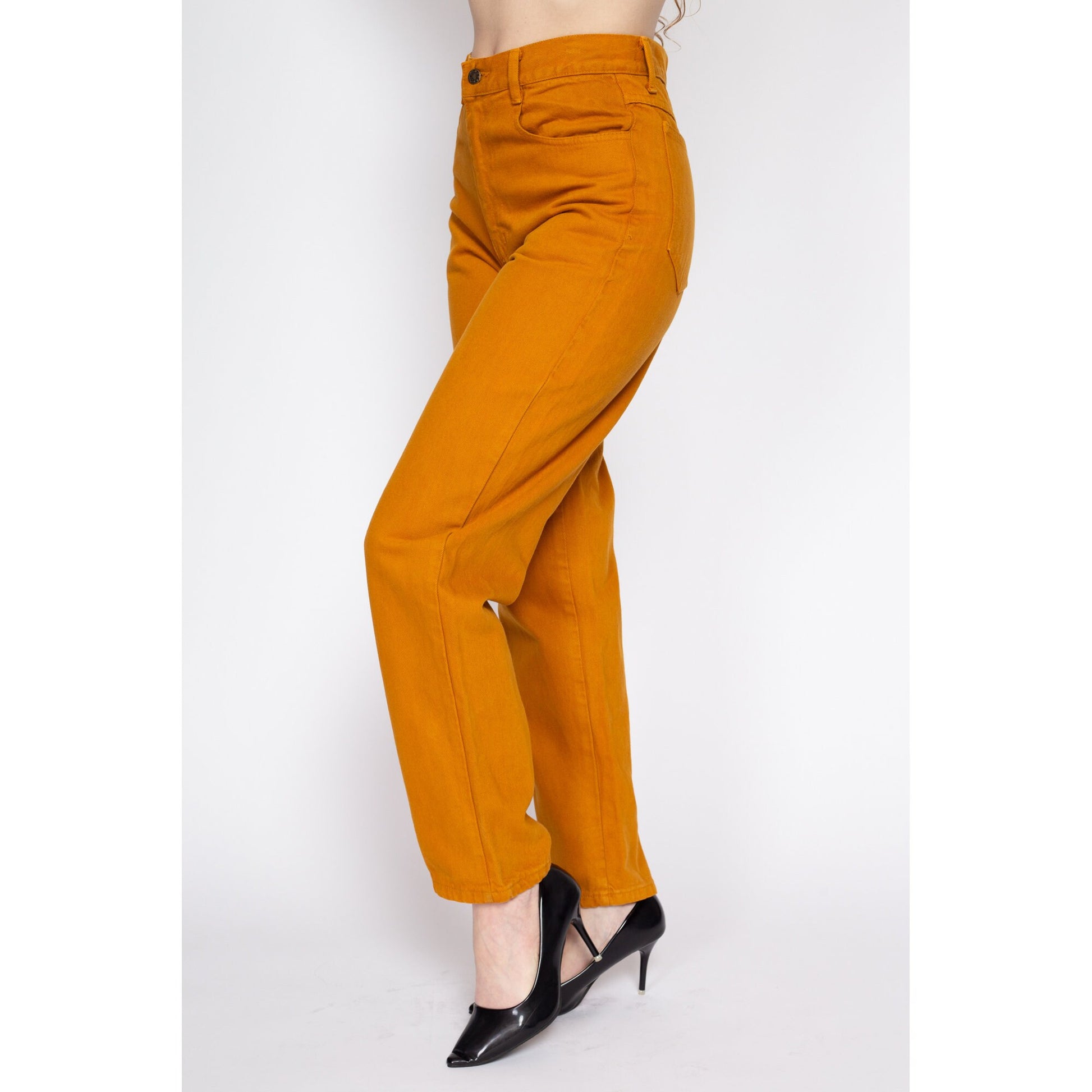 Vintage Orange 80s High Waisted Pants W29 Baggy Mom Pants Tapered