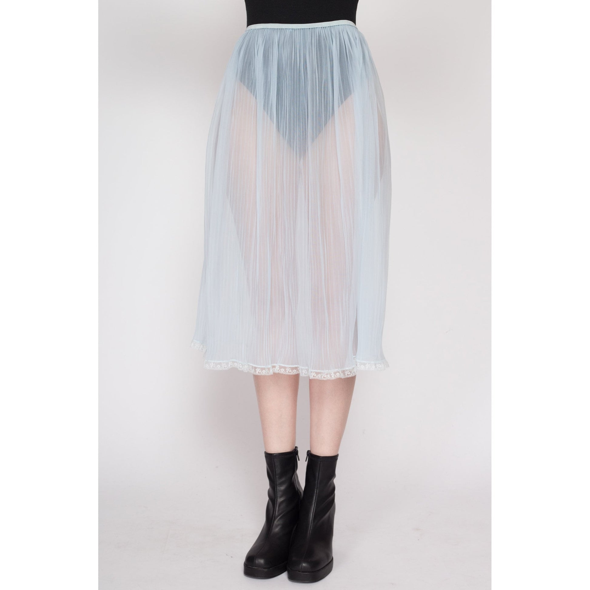 Vintage Sheer Black Lace Front Panties, Sheer 28 waist, 1960s