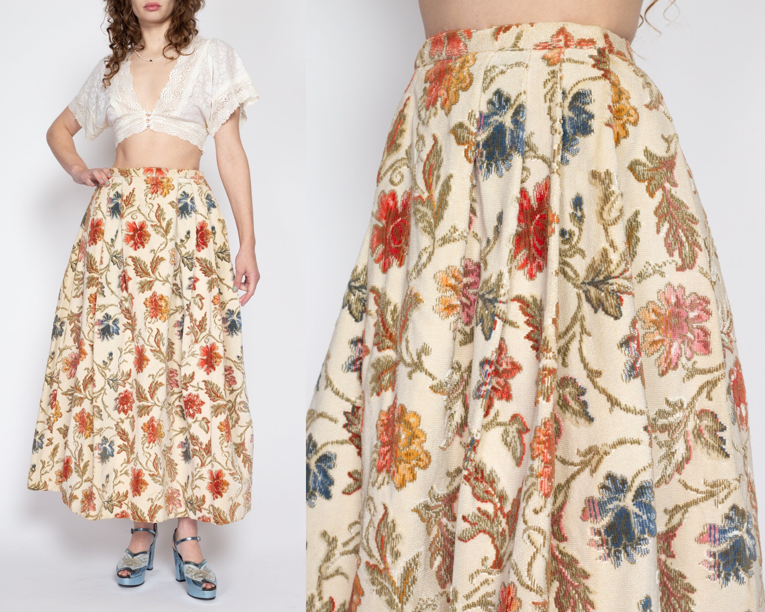 Small 60s Floral Tapestry Maxi Skirt NWT – Flying Apple Vintage