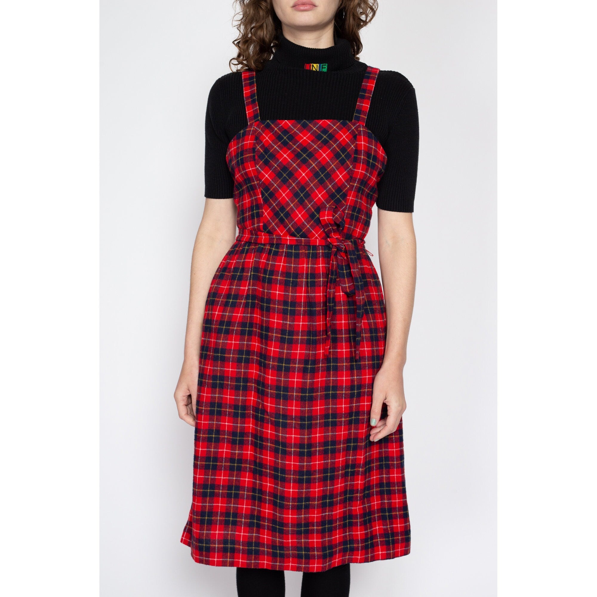 Red check pinafore dress online