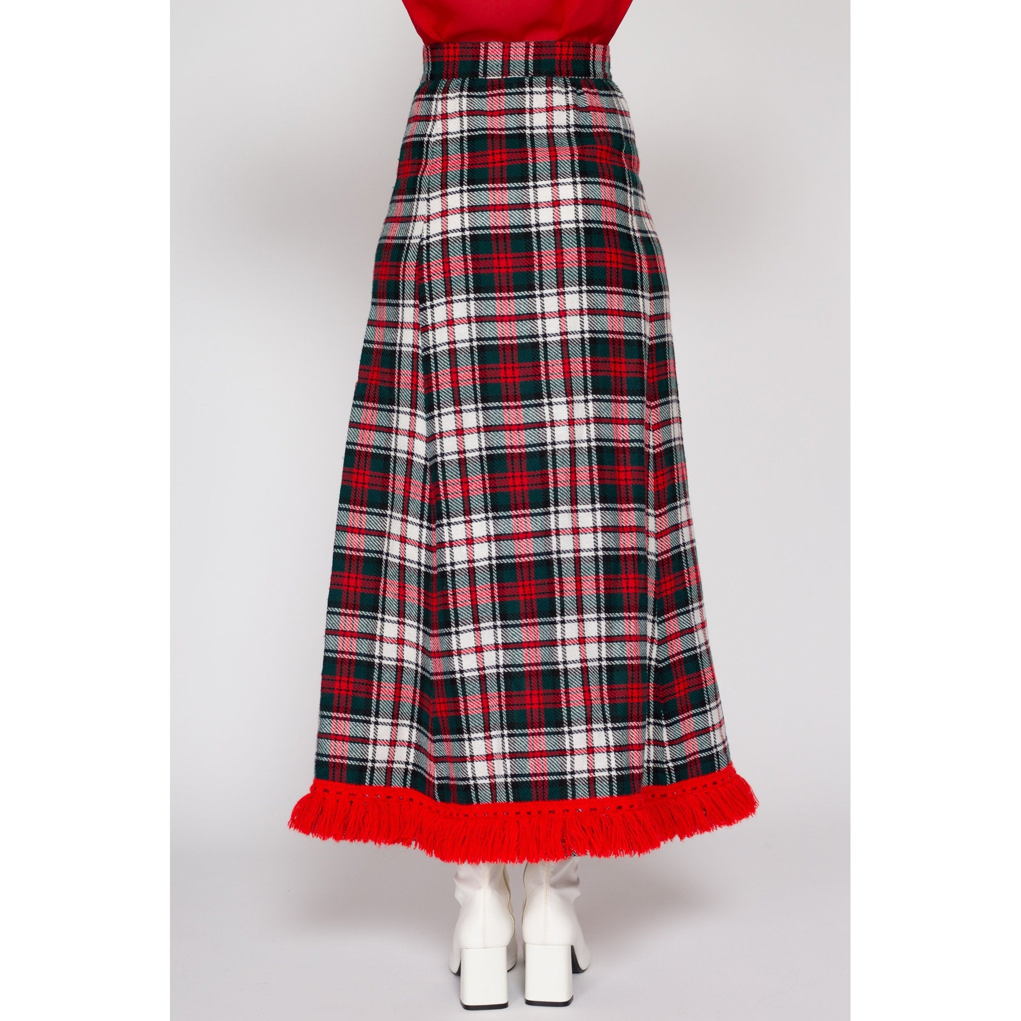 Holiday plaid midi skirt best sale