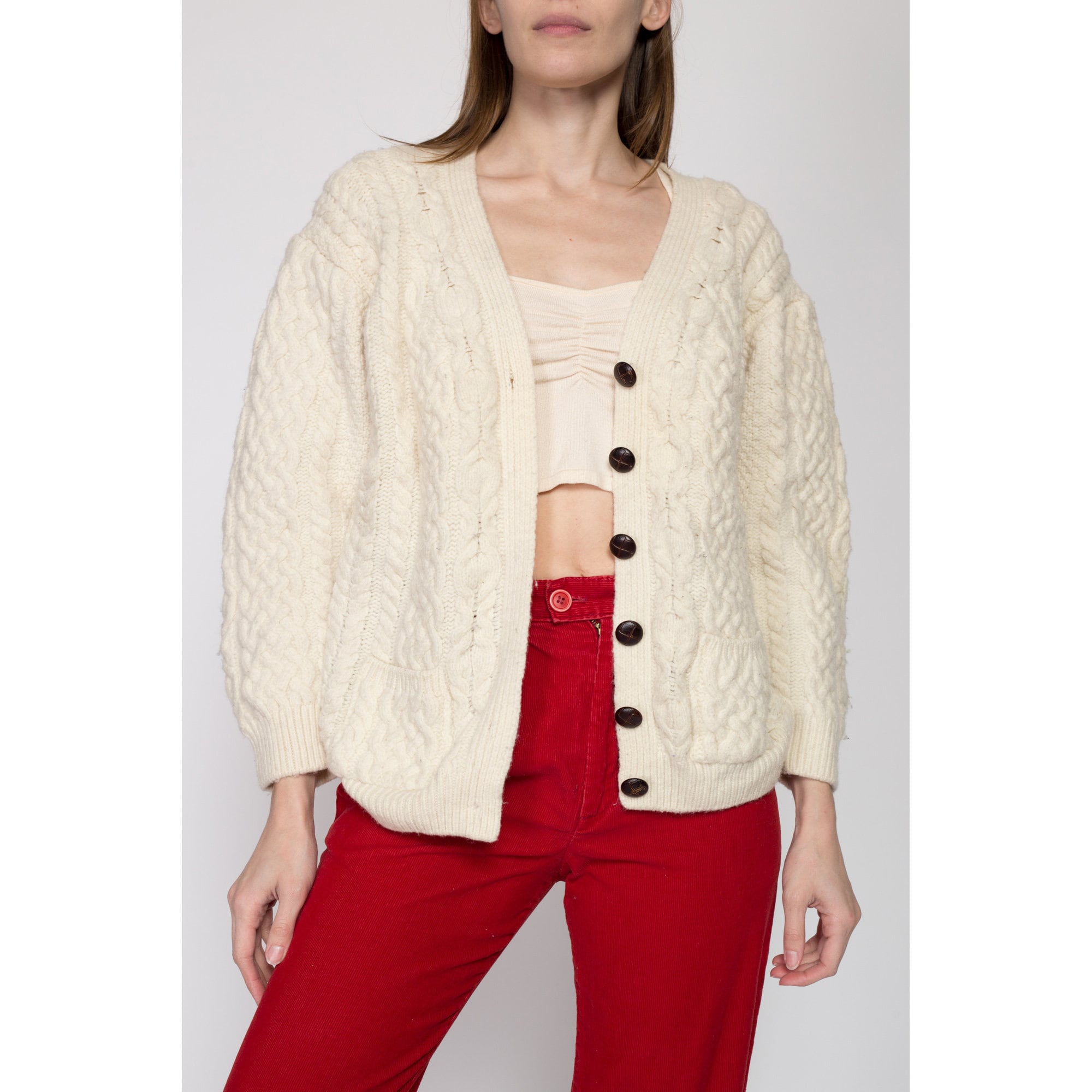 Vintage cable knit online cardigan