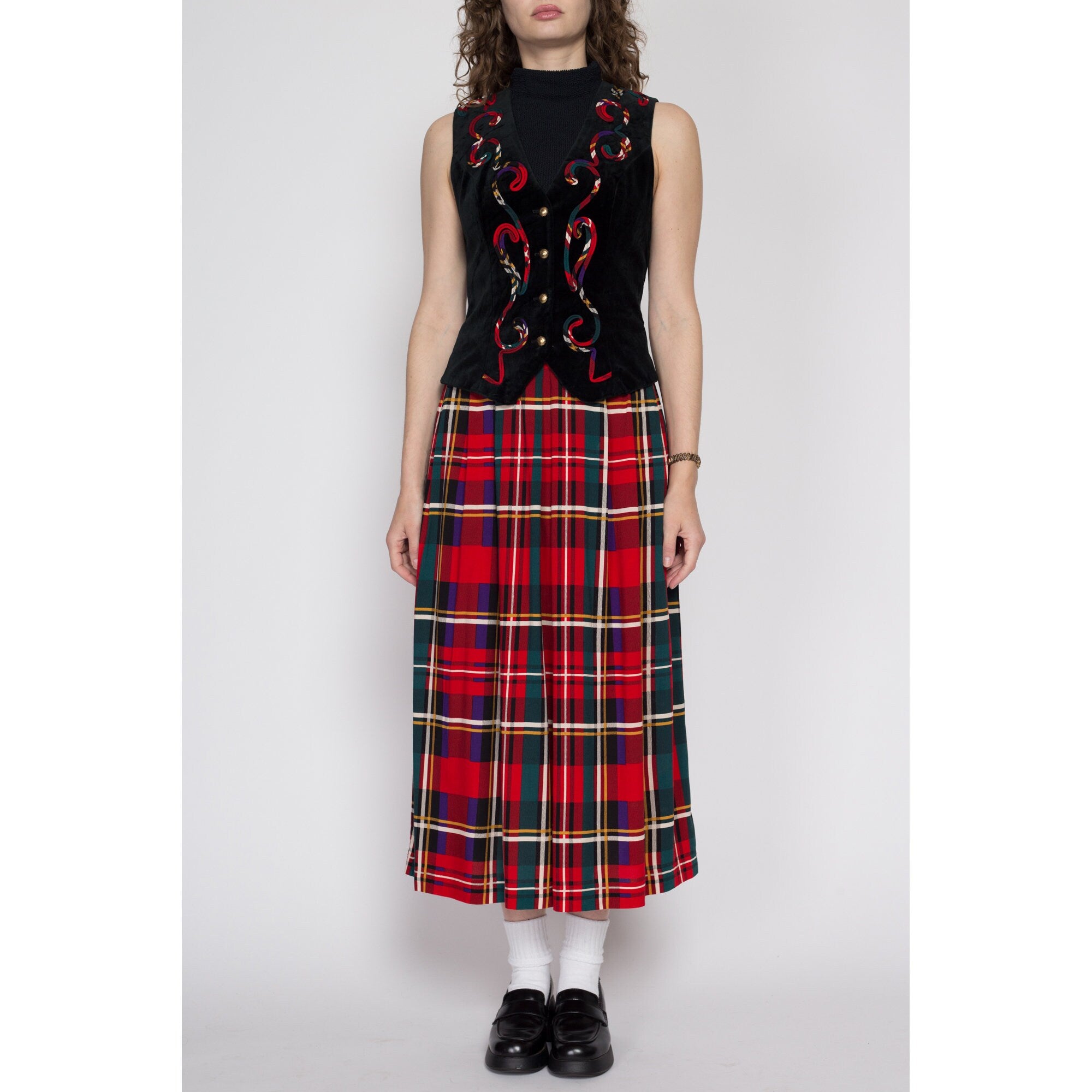 Christmas plaid 2025 skirt 80s