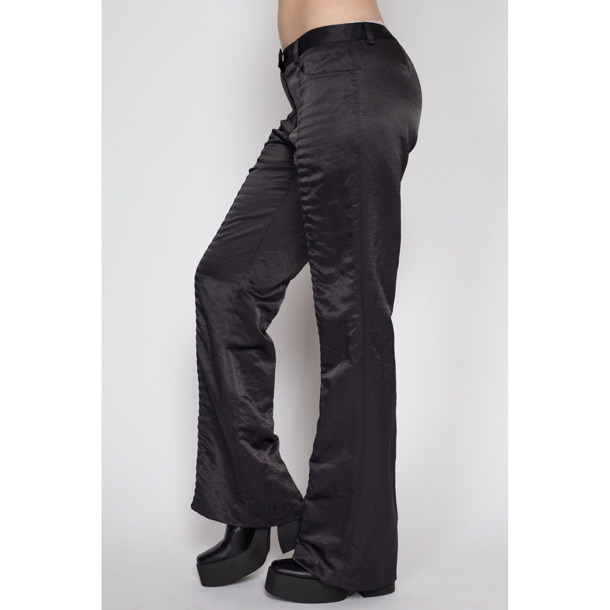 Vintage 90s Black Plaid Flare Pants - XS – Adult World Shop