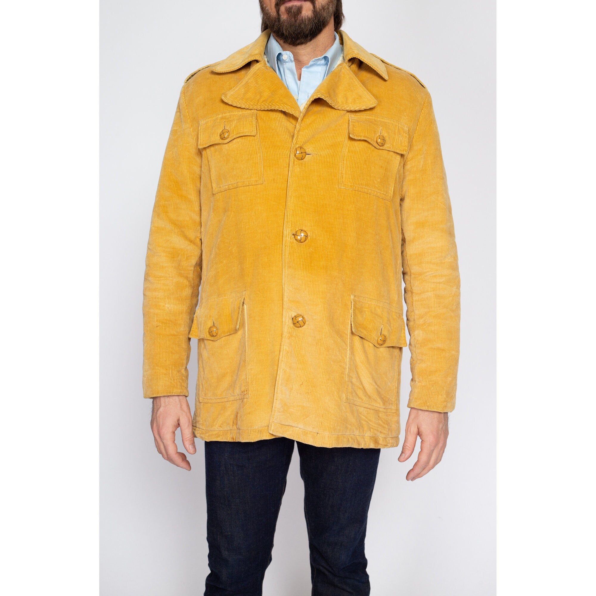 Medium 70s Mustard Yellow Corduroy Chore Coat – Flying Apple Vintage