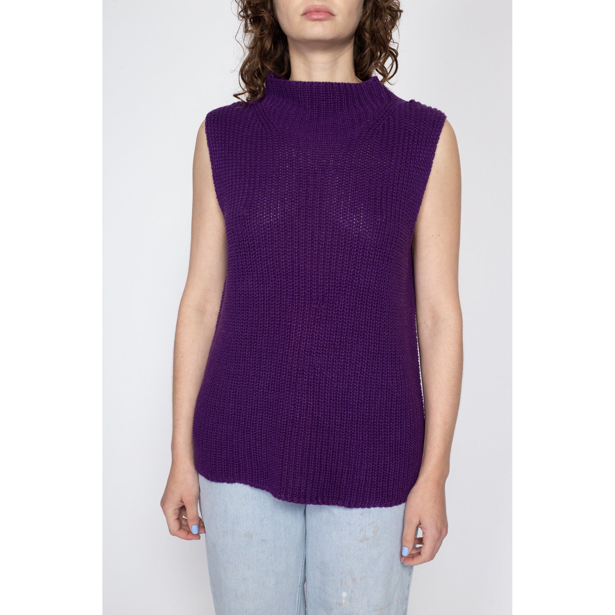 XL 80s Purple Knit Sleeveless Sweater – Flying Apple Vintage
