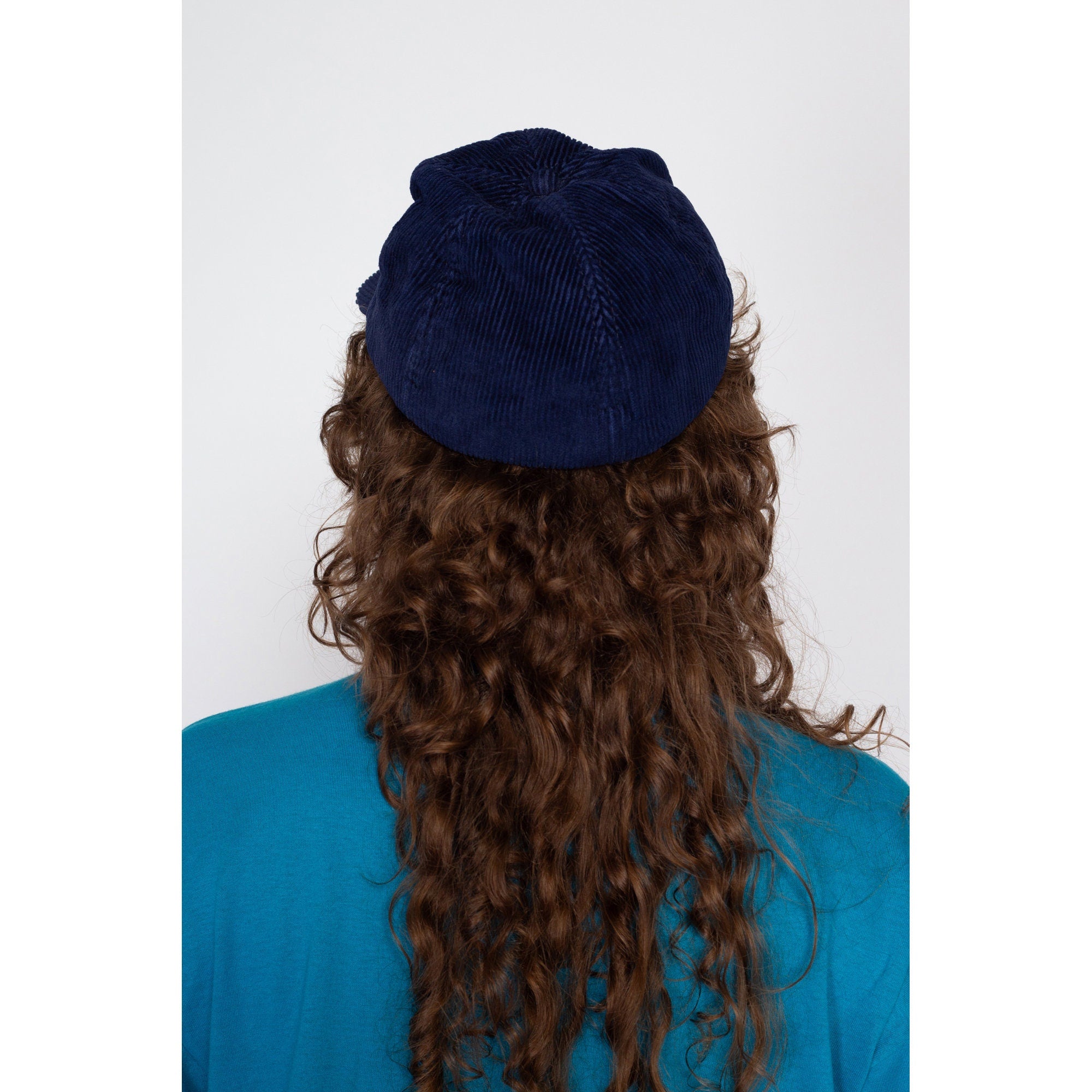 Small 80s Navy Blue Corduroy Hunting Cap