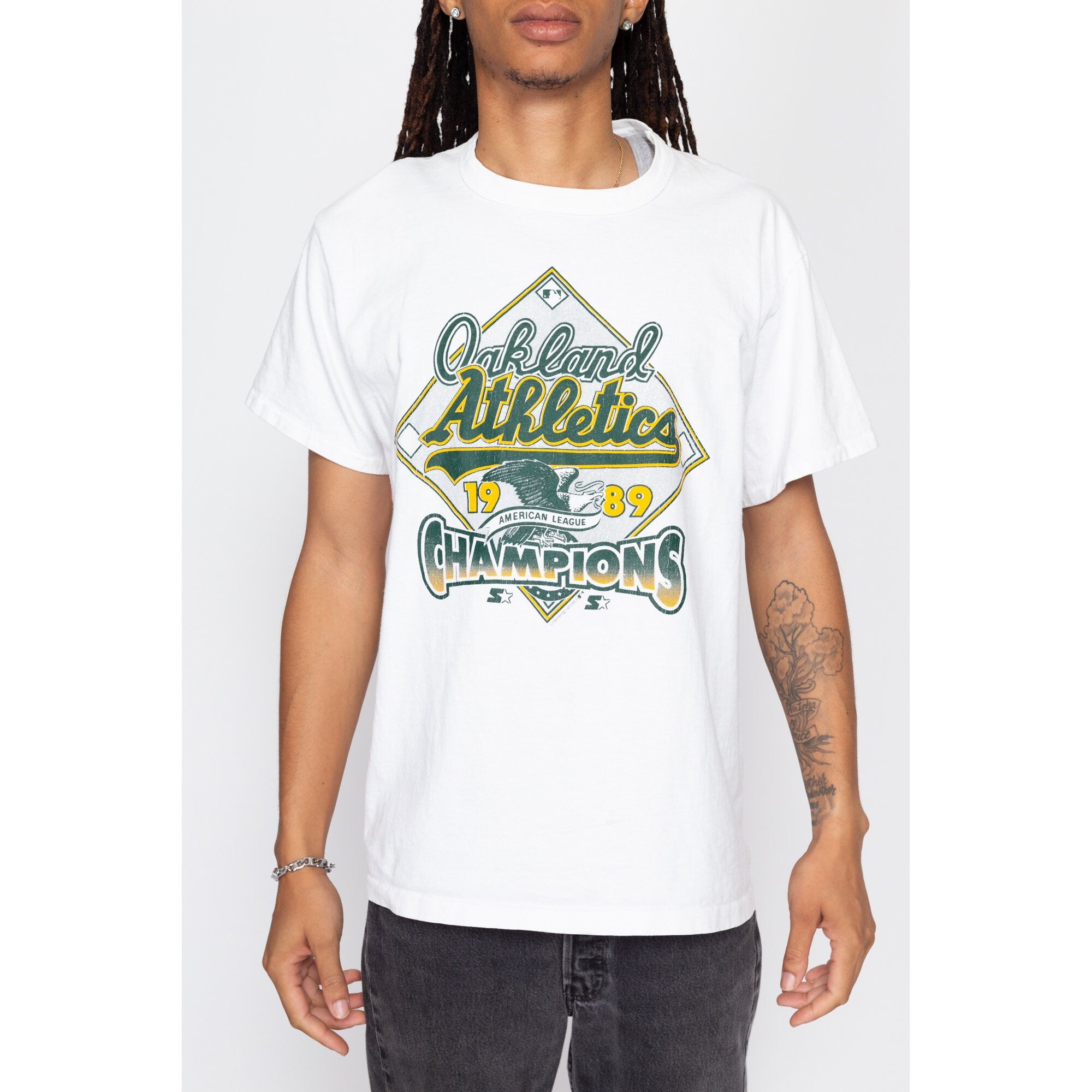 XL 80s Oakland Athletics 1989 Champions Starter T Shirt – Flying