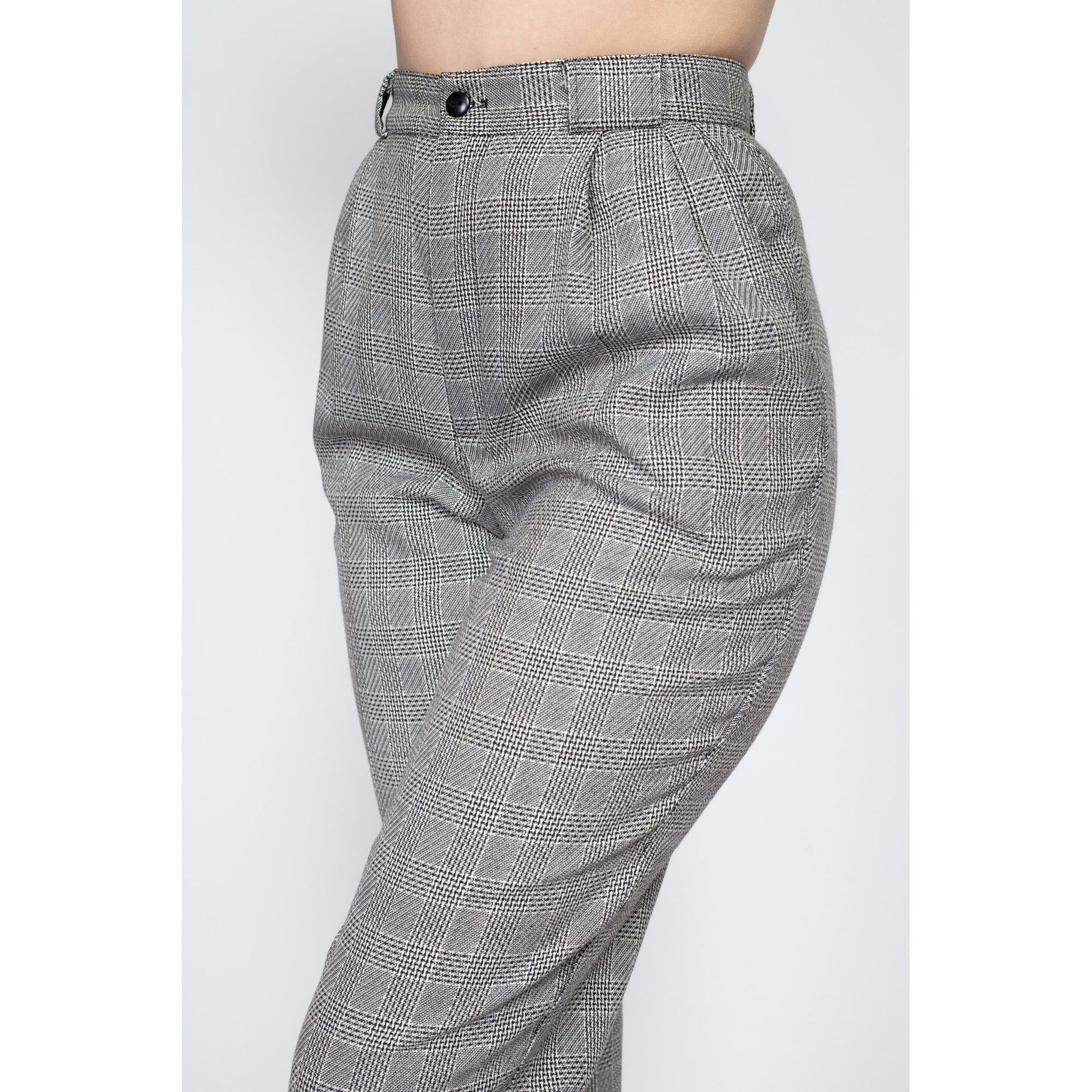 XS 80s Black & White Plaid Trousers 25 – Flying Apple Vintage