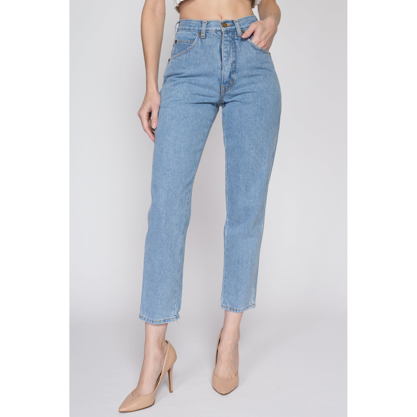 80s High Waisted Light Wash Jeans - Extra Small, 25 – Flying