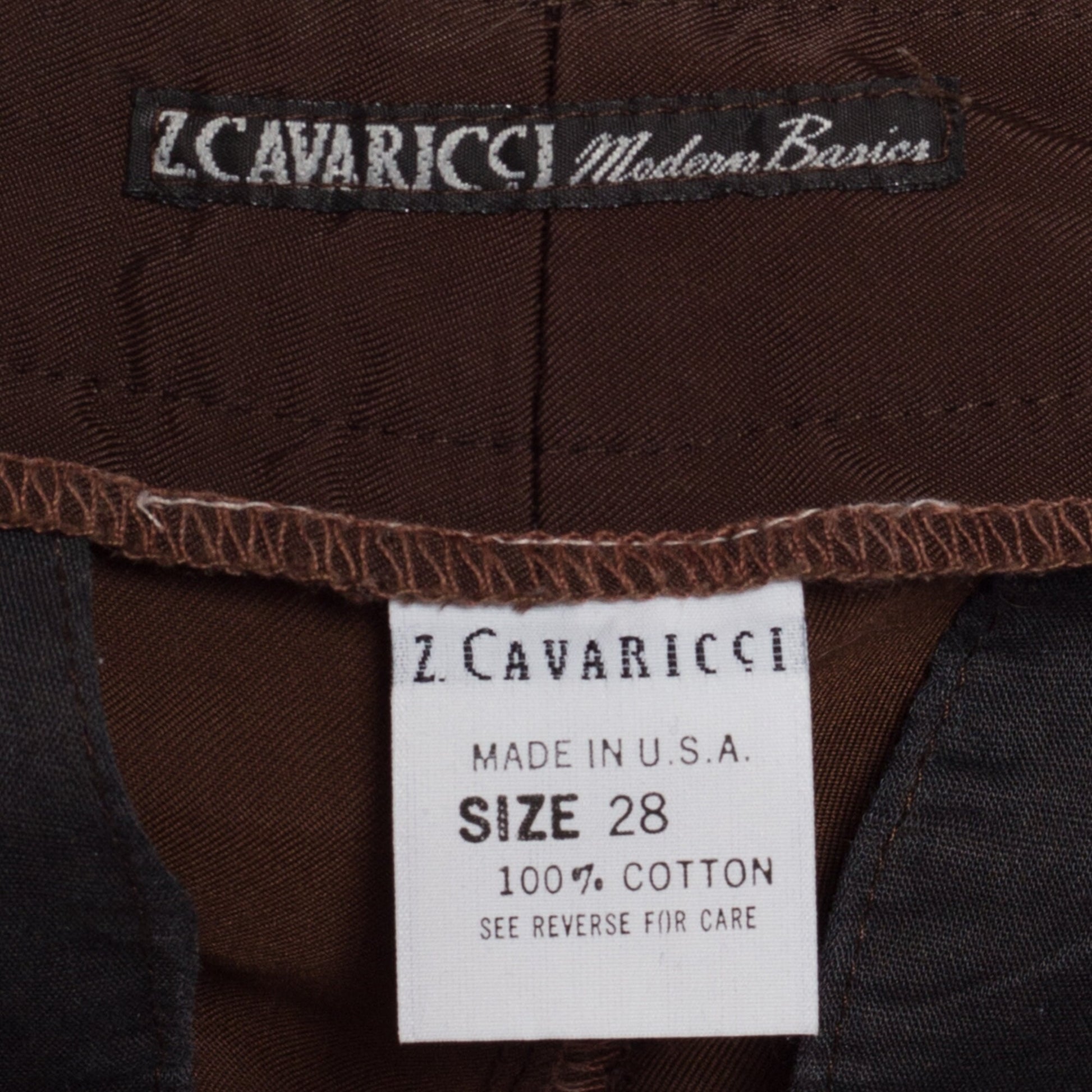 Small 90s Z Cavaricci Chocolate Brown Sailor Pants | Vintage Tapered Leg Mid Rise Shiny Windbreaker Trousers