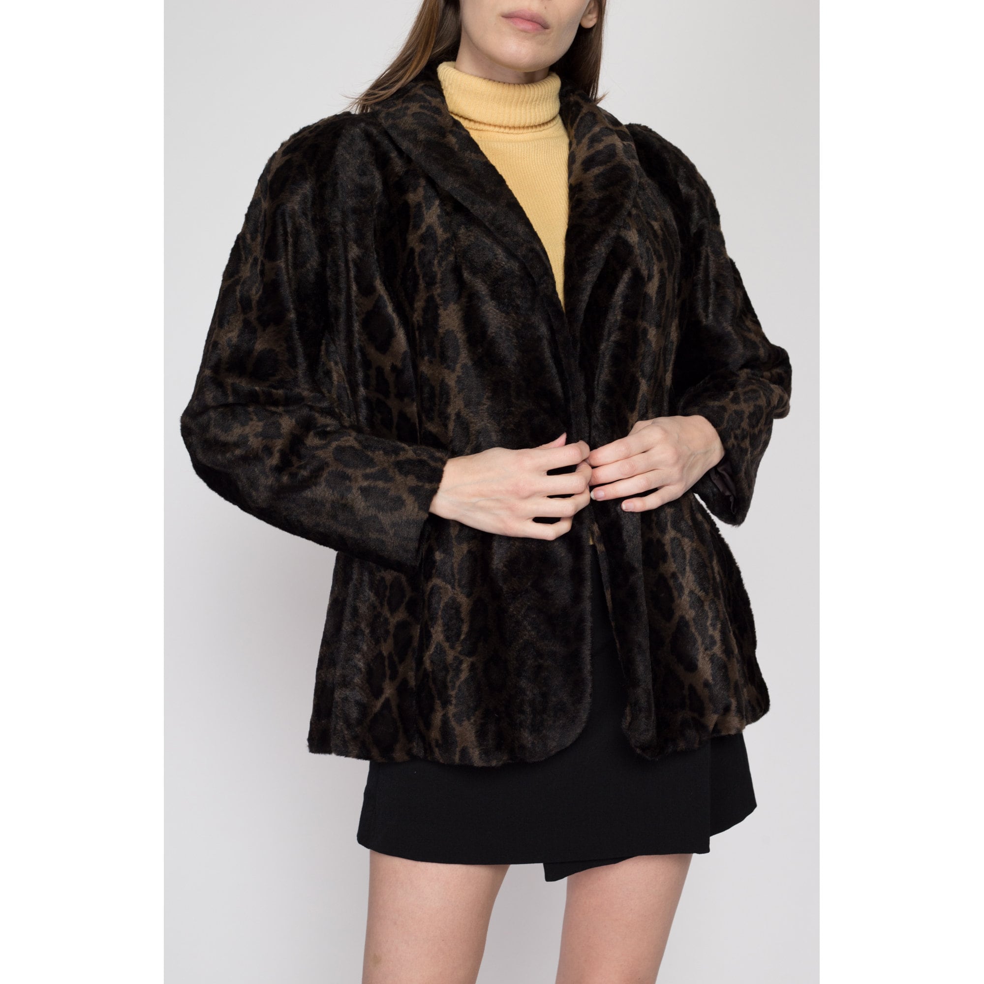 Vintage Black faux fur selling coat SMALL