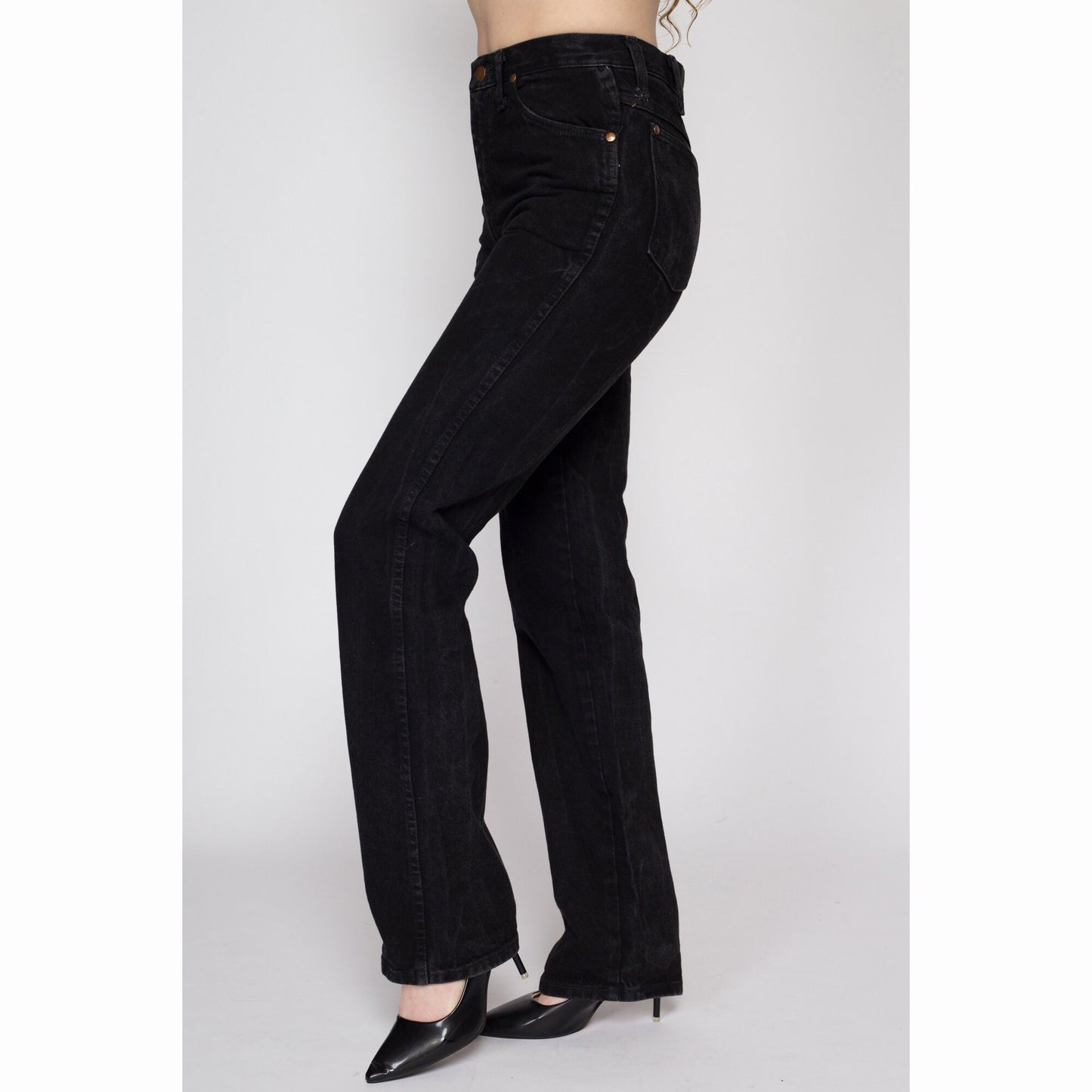 29" Waist 90s Wrangler Black Mid Rise Jeans | Vintage Unisex Cotton Denim Straight Leg Jeans