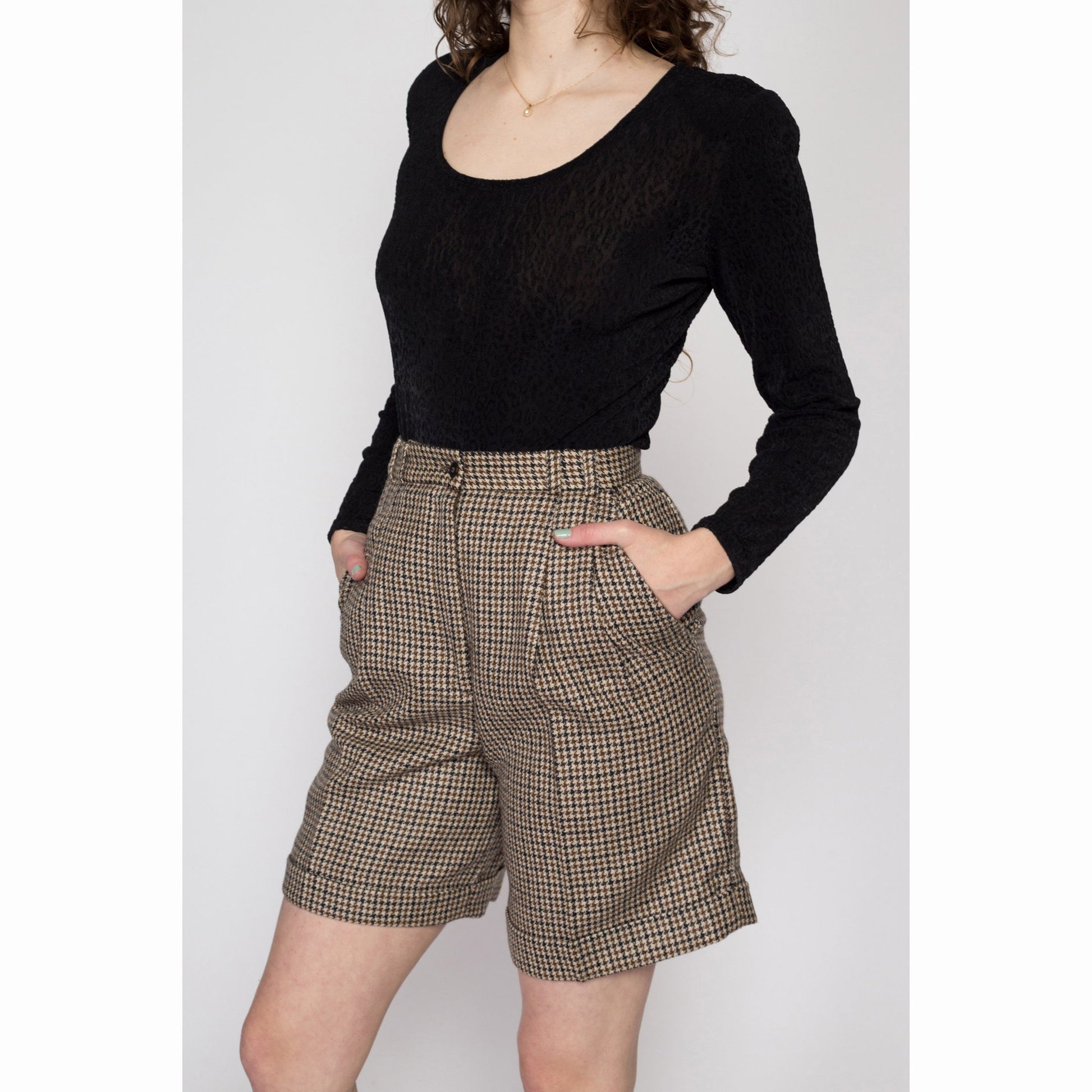 80s Houndstooth Pleated Trousers