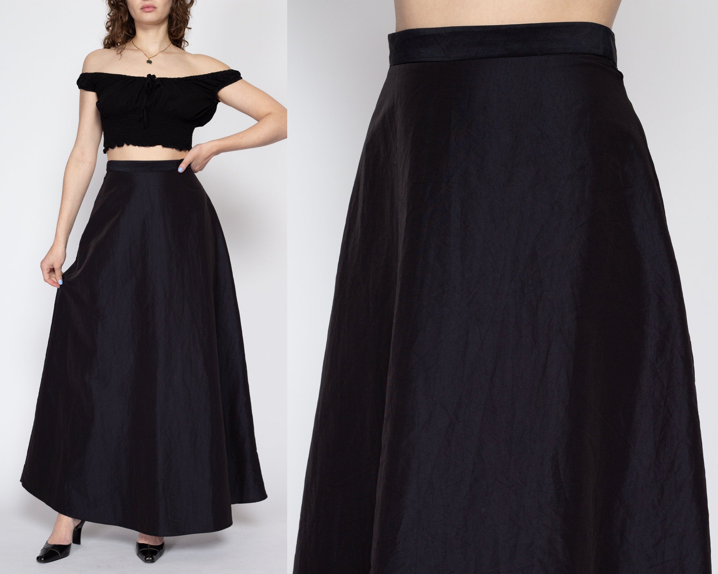 Taffeta high outlet waisted maxi skirt