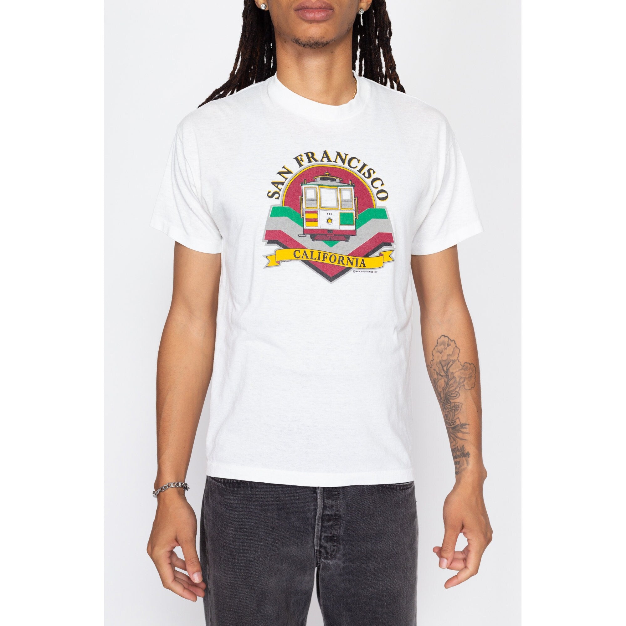 Large 80s San Francisco California Cable Car T Shirt – Flying