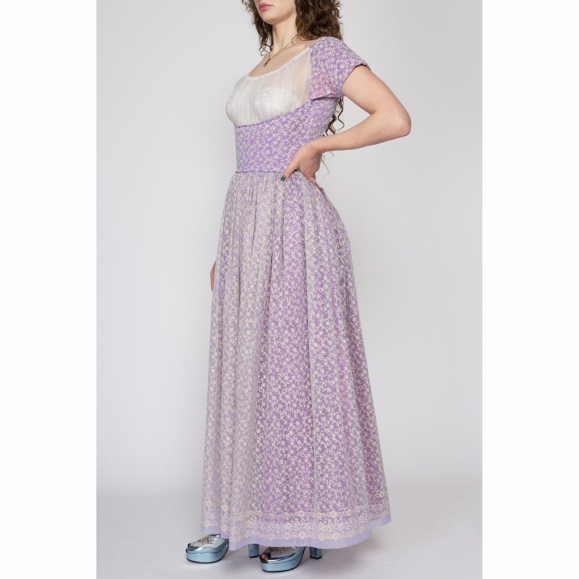 Mauve Purple and Pink Floral Midi Fit n Flare Dress – Skirting the